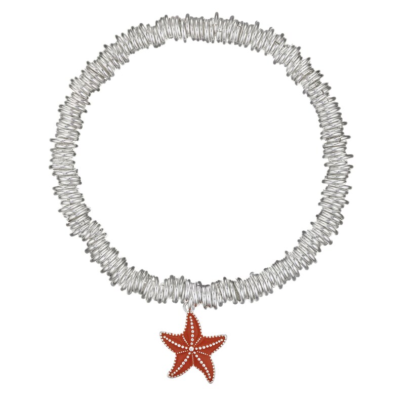 BUCKLEY LONDON Armband »Messing silberfarben Stretch Seestern« weiß 18,0cm Modisches Stretcharmband