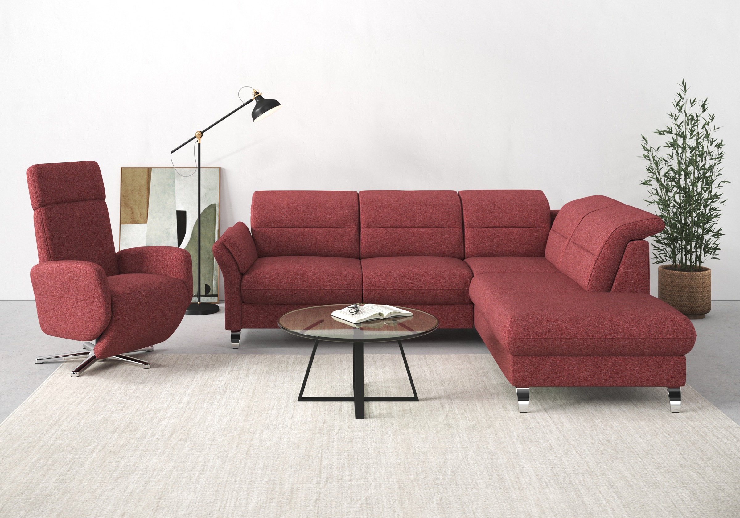 sit&more Ecksofa »Grenoble L-Form mit Federkern« wahlweise mit Bettfunktion günstig online kaufen