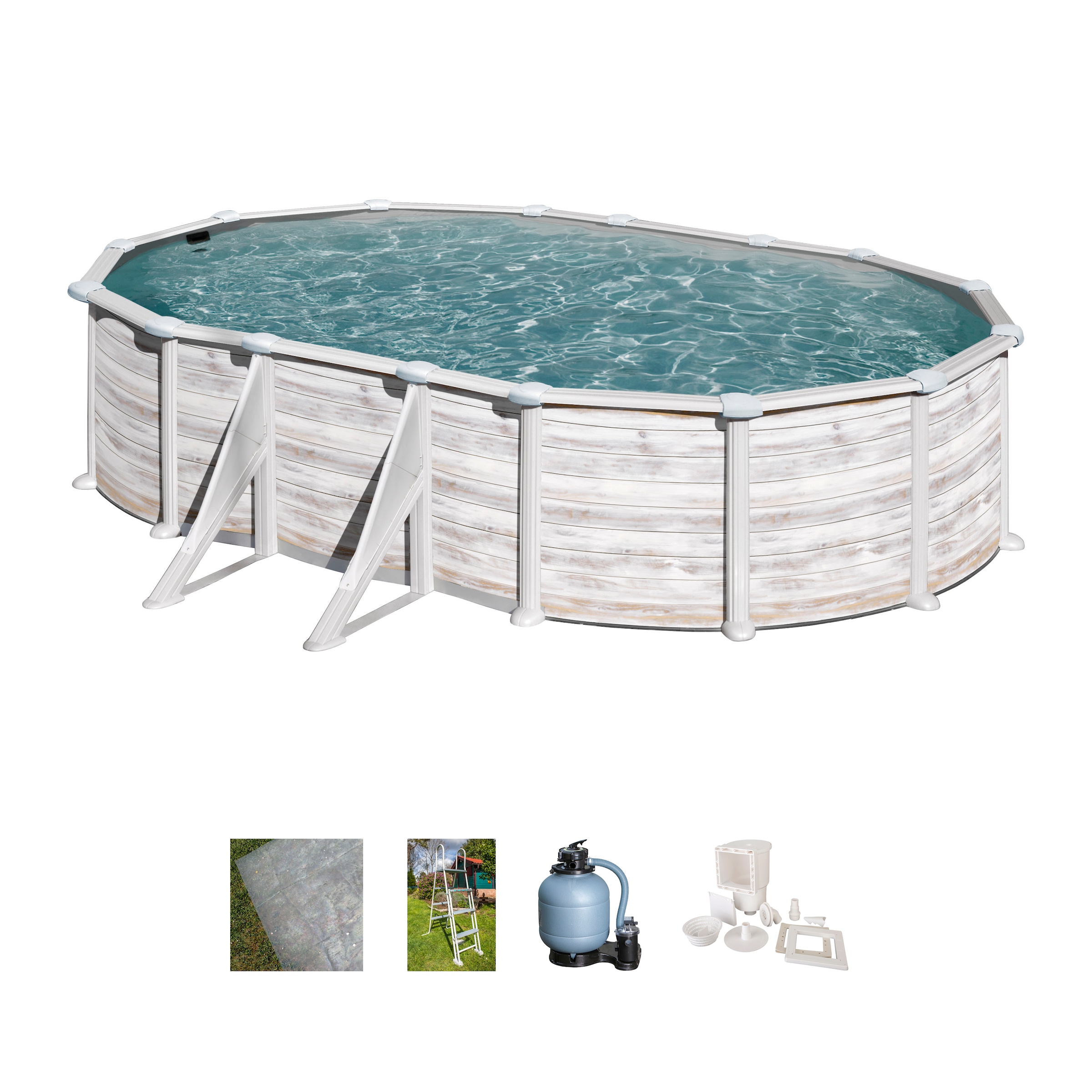Gre Ovalpool »GROENLANDIA«, (Komplett-Set, 5 tlg.), Höhe: 132 cm, in versch. Größen erhältlich