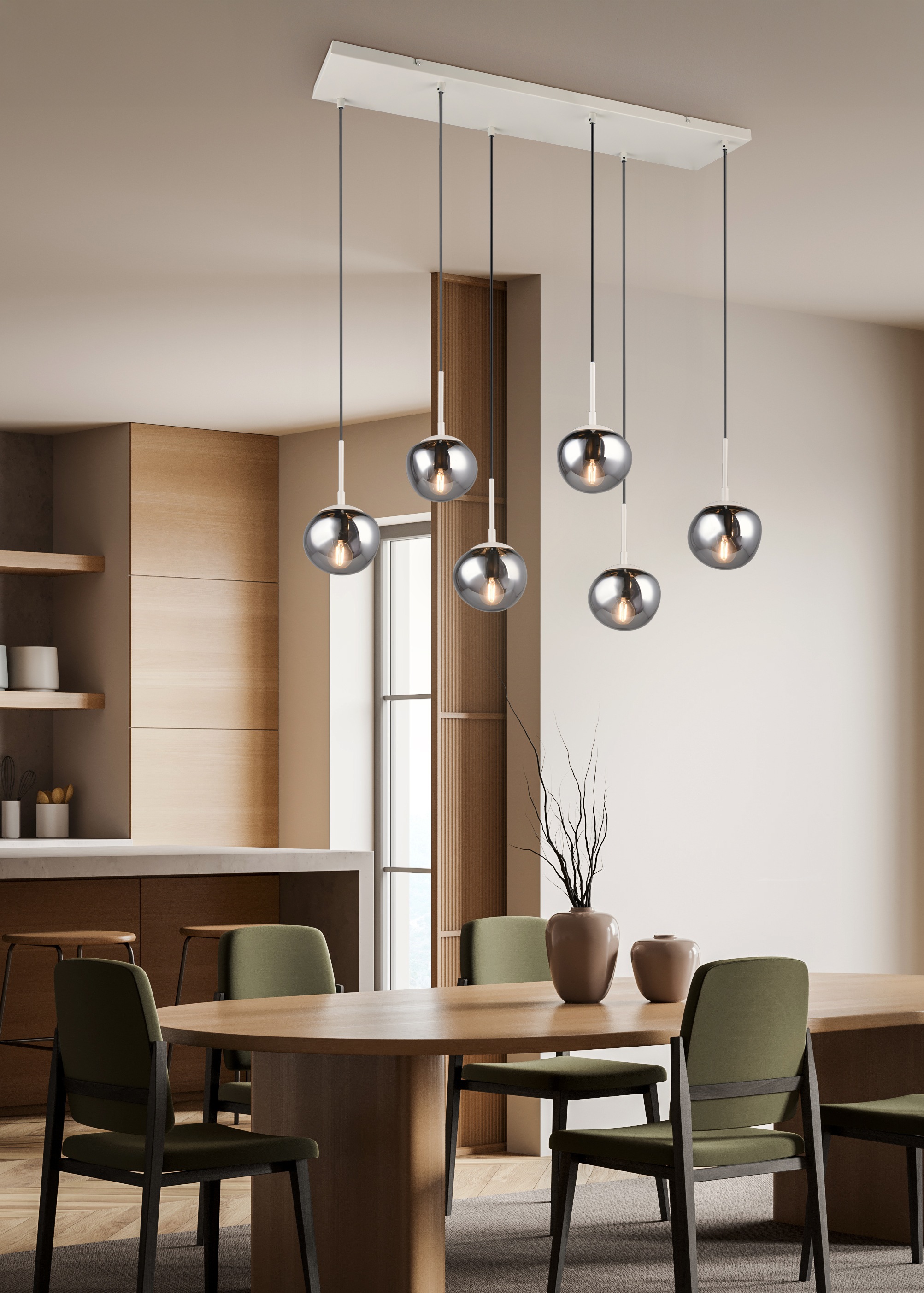 s.Oliver Pendelleuchte »ANJELLA, Hängelampe exkl 6x E14 max 10W, in warm gr günstig online kaufen