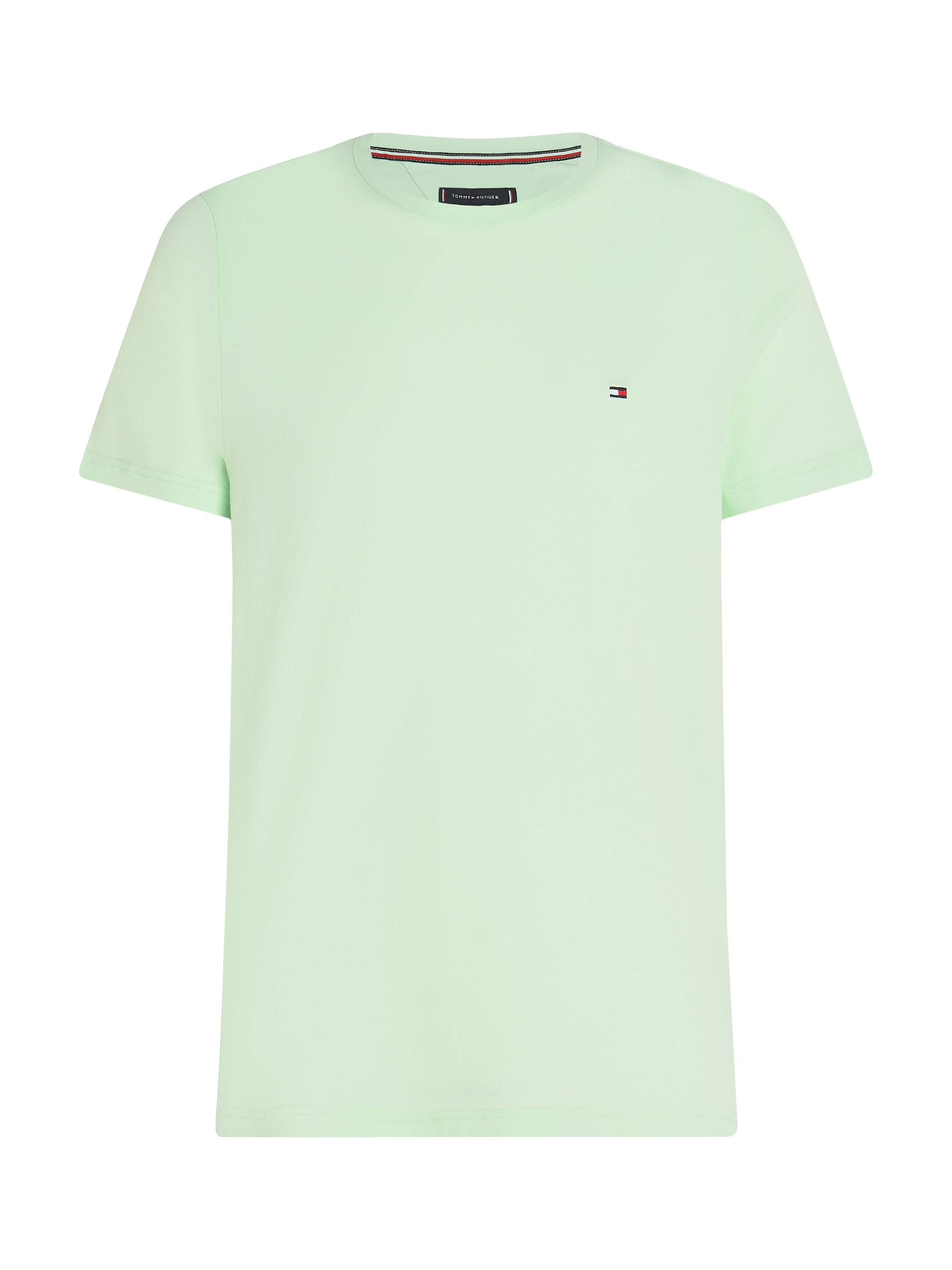 Tommy Hilfiger T-Shirt »STRETCH SLIM FIT TEE mit Rundhals und Logostickerei« unifarben, casual, slim fit, Baumwollmix, Rundhals