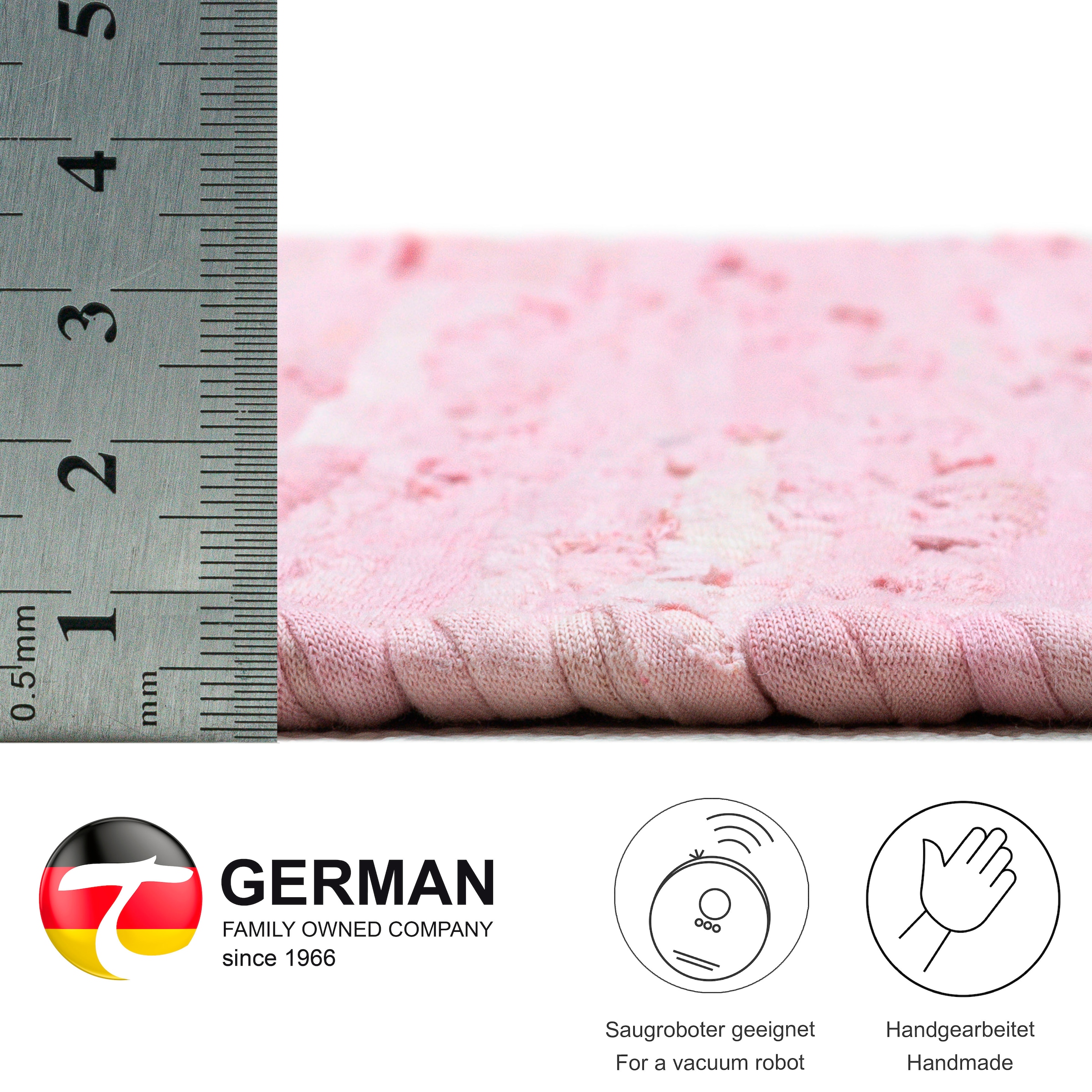 THEKO Teppich »Happy Cotton«, rechteckig, 5 mm Höhe, Handweb Teppich, Flachgewebe, reine Baumwolle, handgewebt, mit Fransen