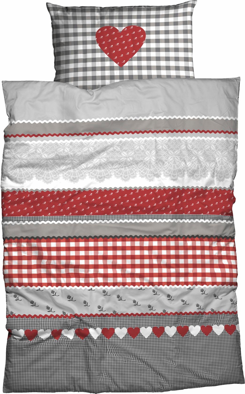 CASATEX Bettwäsche »Herz-Karo« 2 Stk. tlg. niedlichem Herz-Karo Design günstig online kaufen