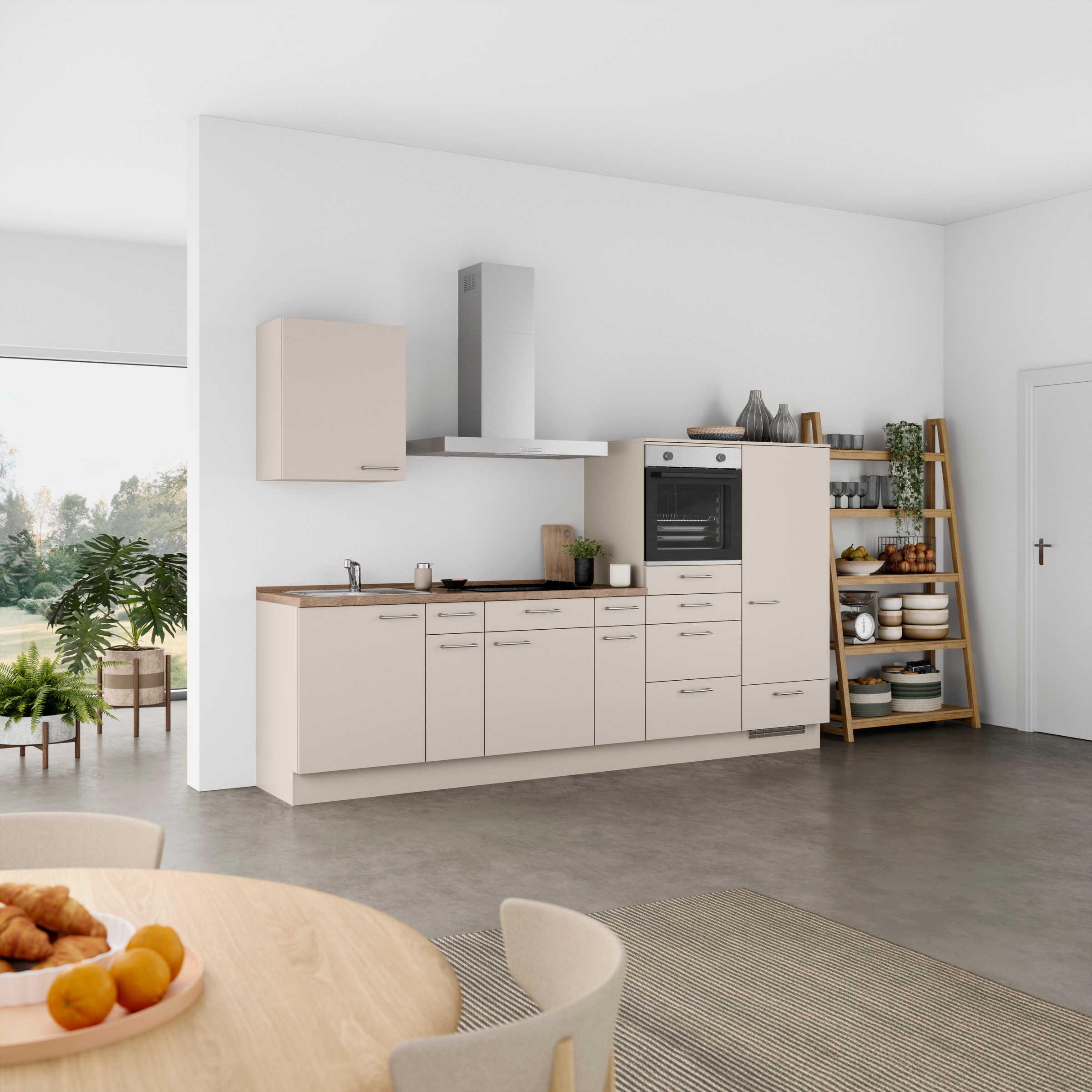 nobilia® Küchenzeile »"Laser I", Ausrichtung wählbar, Breite 300 cm« vormontiert, wahlw. mit unterschiedlichen E-Geräten-Sets