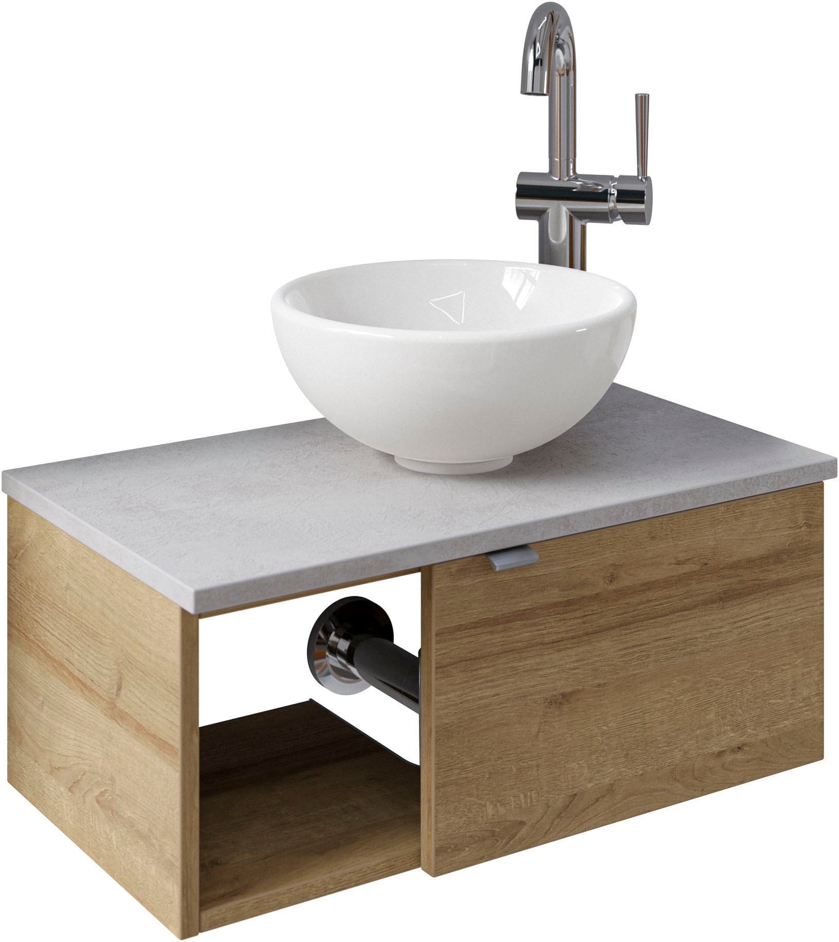Saphir Waschtisch »Serie 6915 Waschschale mit Unterschrank für Gästebad, Gäste WC«, 61 cm breit, 1 Tür, offenes Fach, kleine Bäder, ohne Armatur