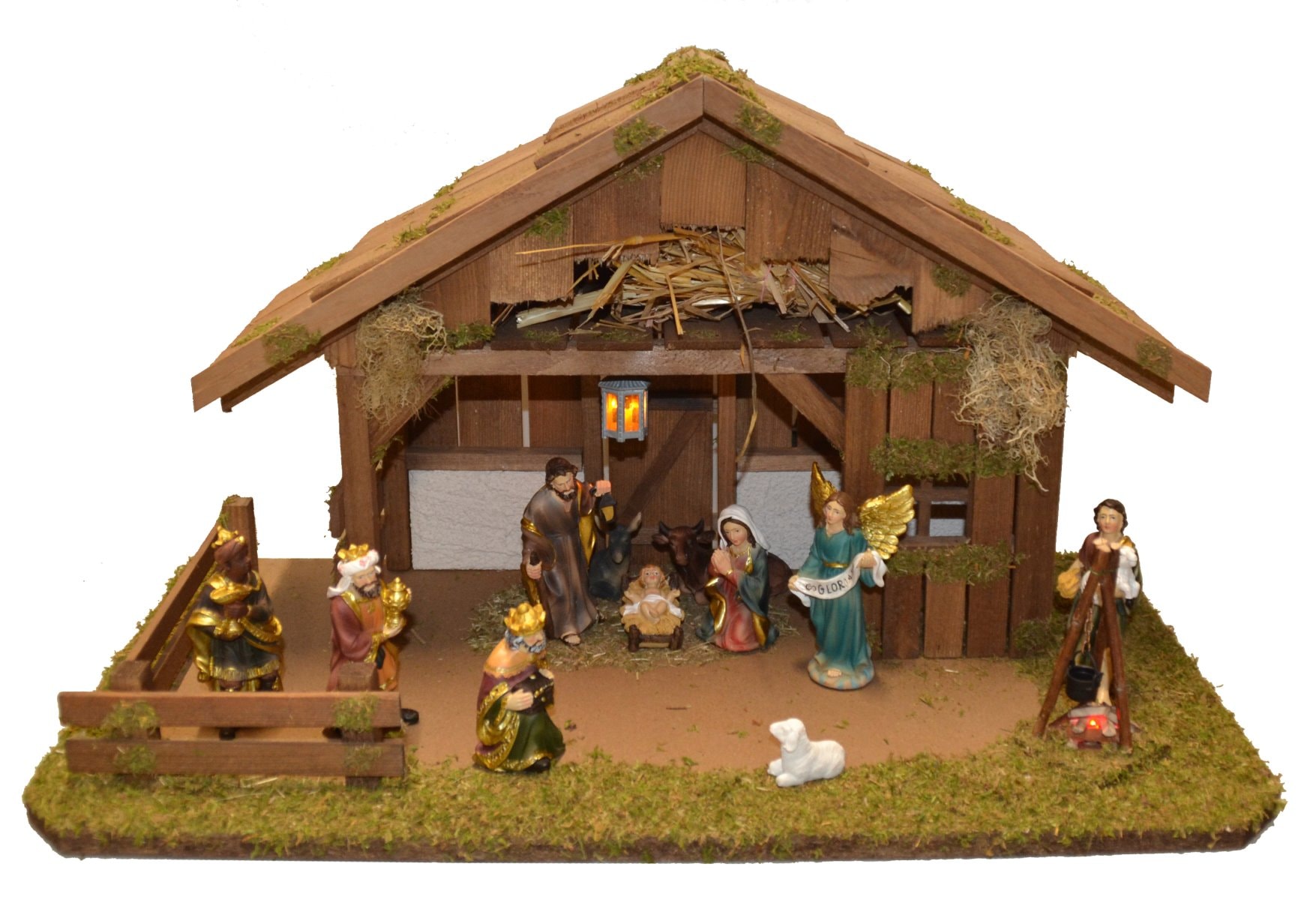 Alfred Kolbe Krippe »Krippenstall mit Trafo«, (Set), mit Laterne, Lagerfeue günstig online kaufen