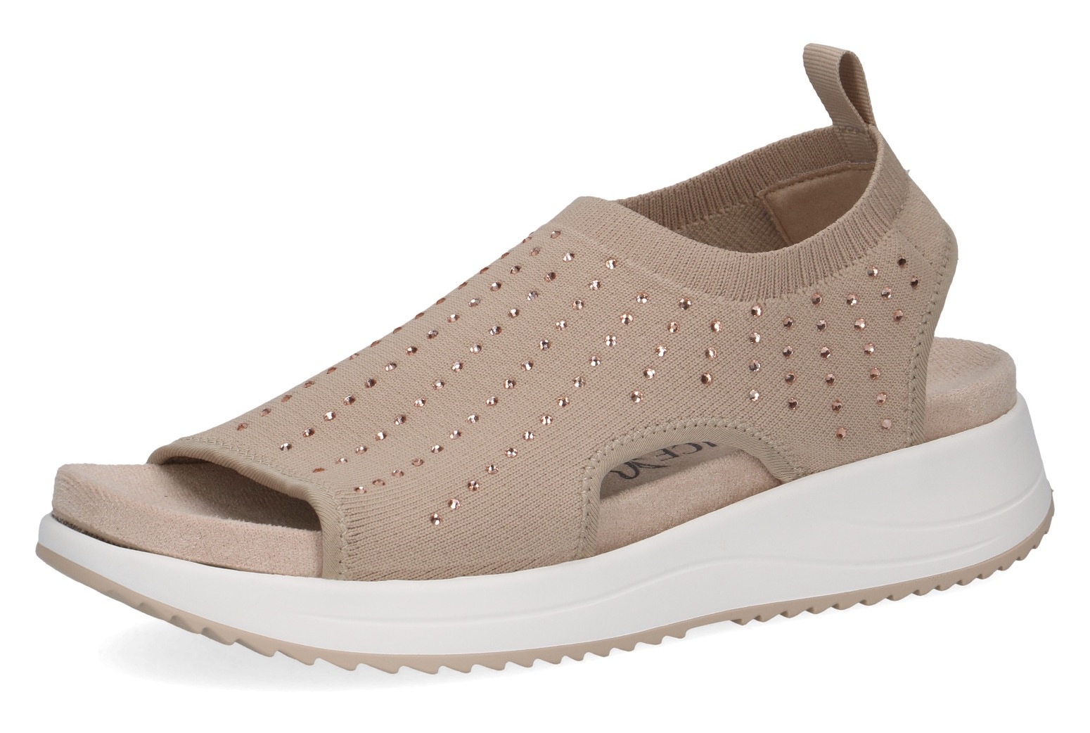 Caprice Plateausandale  Keilabsatz, Schlupfschuh, Komfortschuh mit glänzenden Strasssteinen
