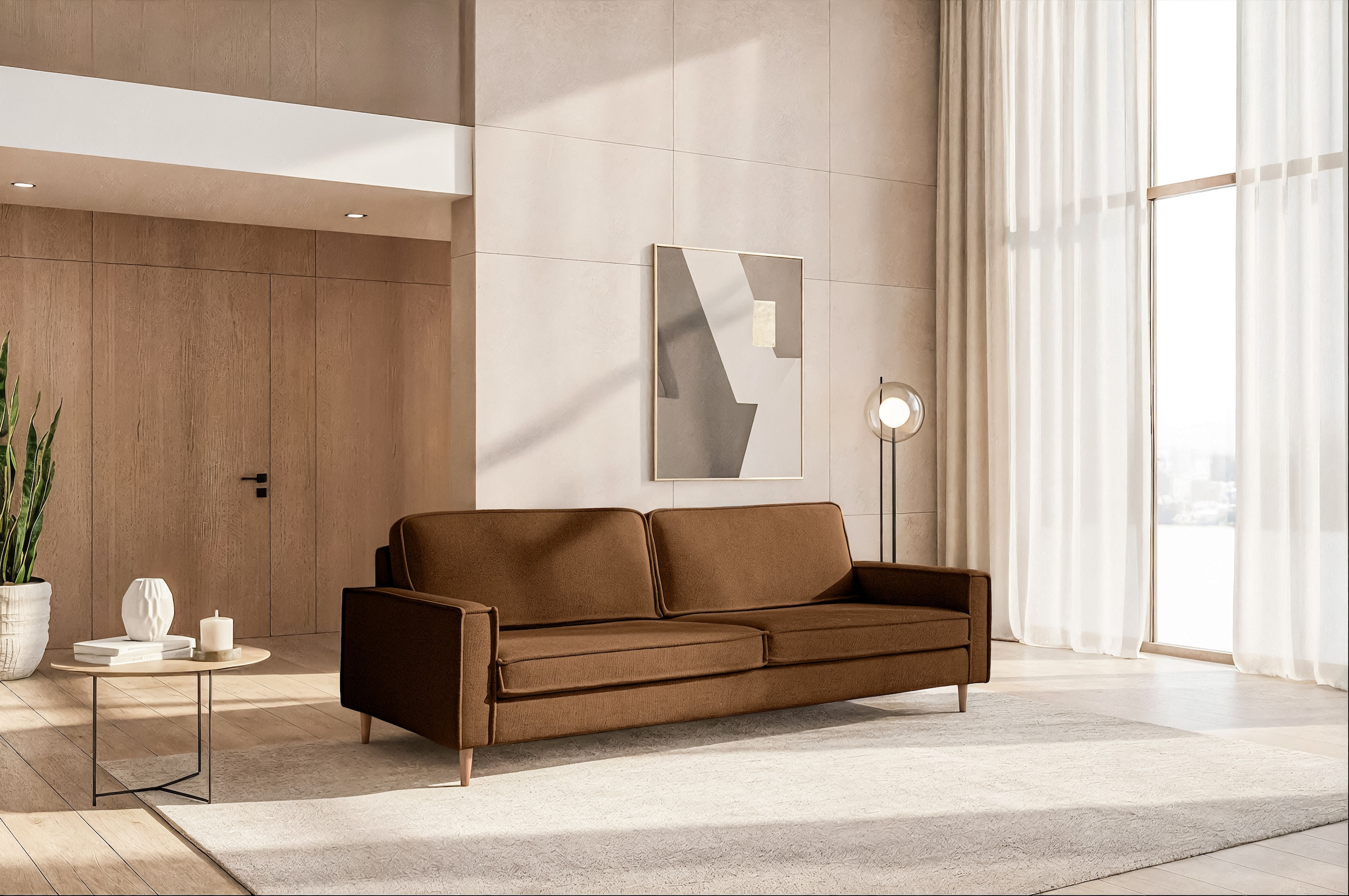 Home affaire 3-Sitzer »Pinto Skandi,Maxi-Ausführung, 236 cm, Chenille, Stru günstig online kaufen