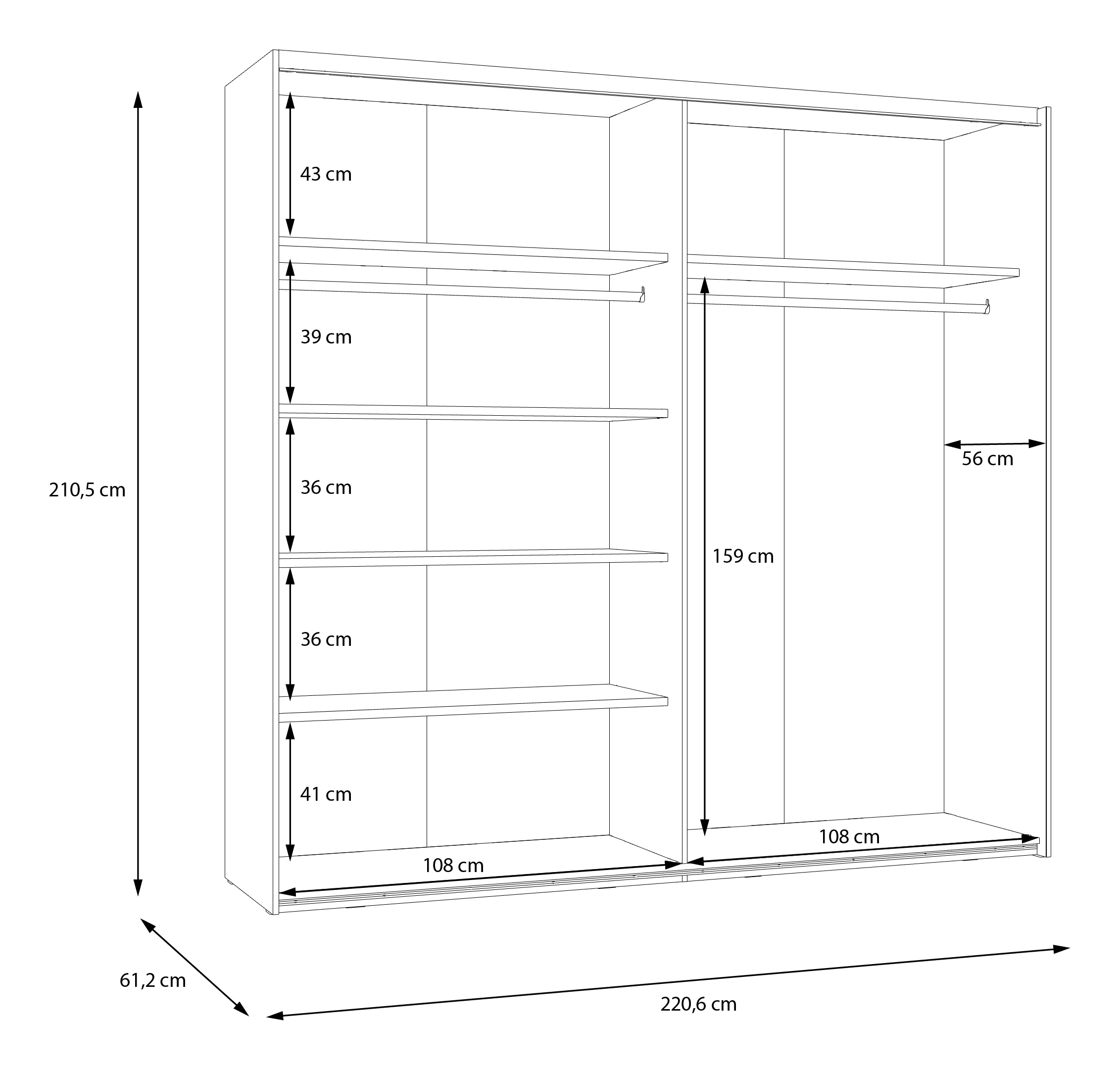 FORTE Schwebetürenschrank