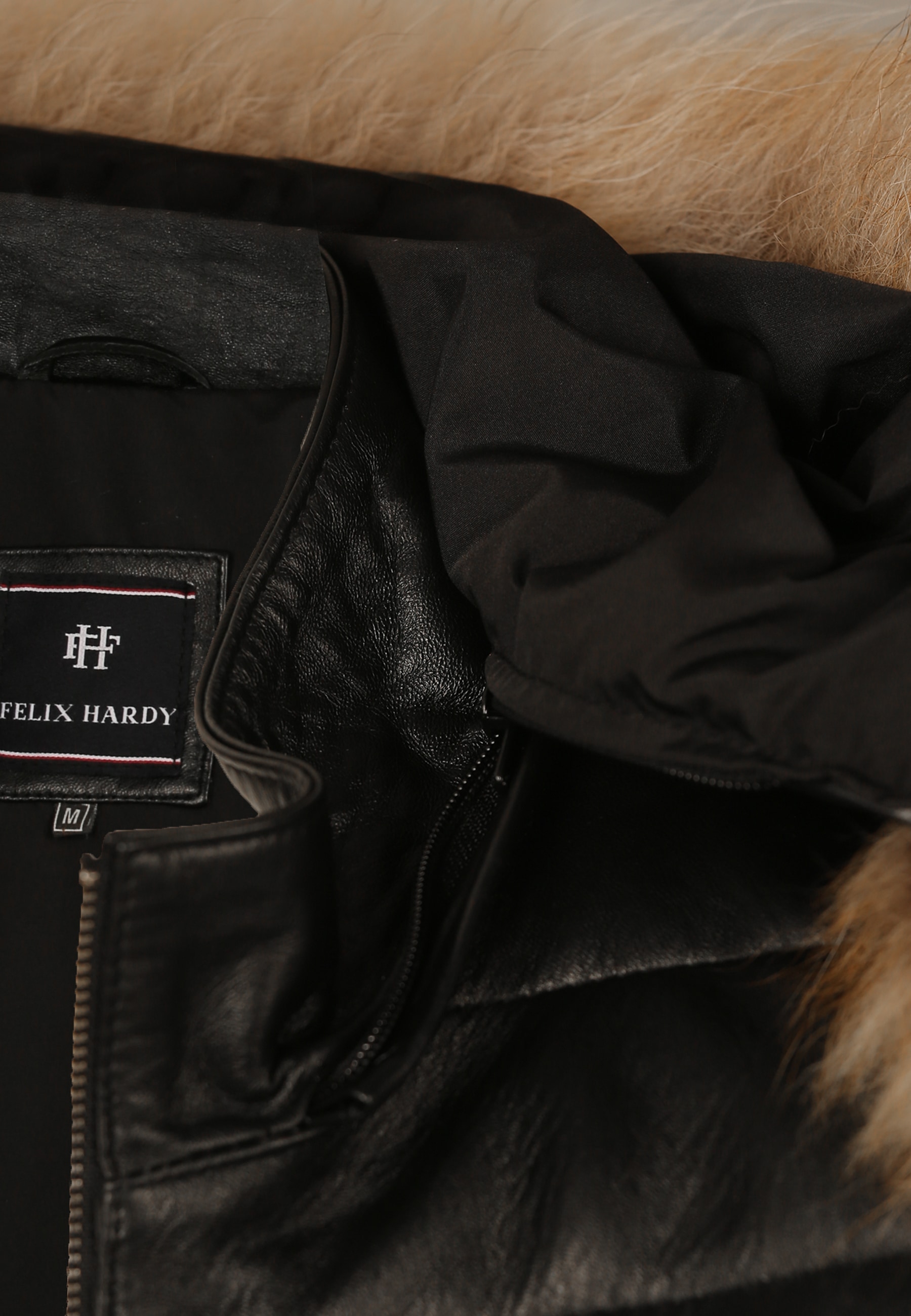 Felix Hardy Lederjacke »Lederjacke mit Kapuze und Reißverschluss«