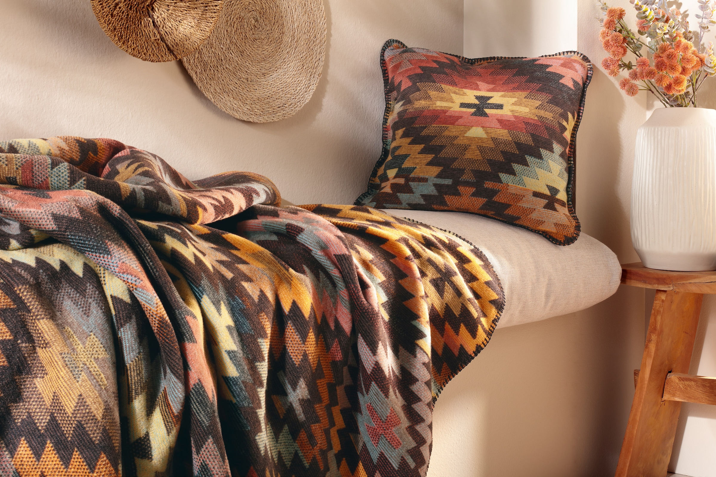 Biederlack Dekokissen »Nomad« markantes Ikat-Dessin