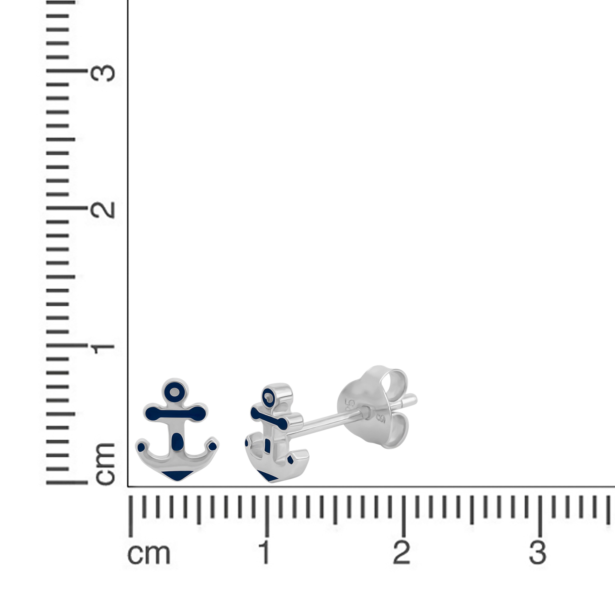Vivance Paar Ohrstecker »925/- Sterling Silber rhodiniert Anker Lack blau«