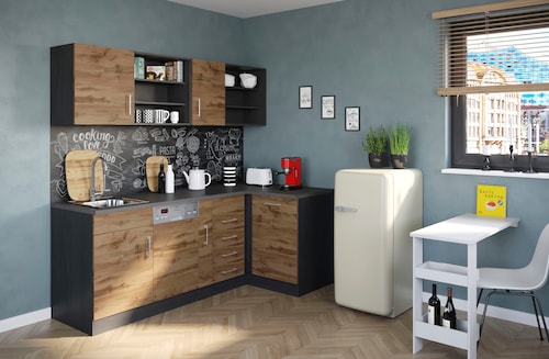 KOCHSTATION Küche »KS-Mali« Stellbreite 210/110 cm, mit E-Geräten günstig online kaufen