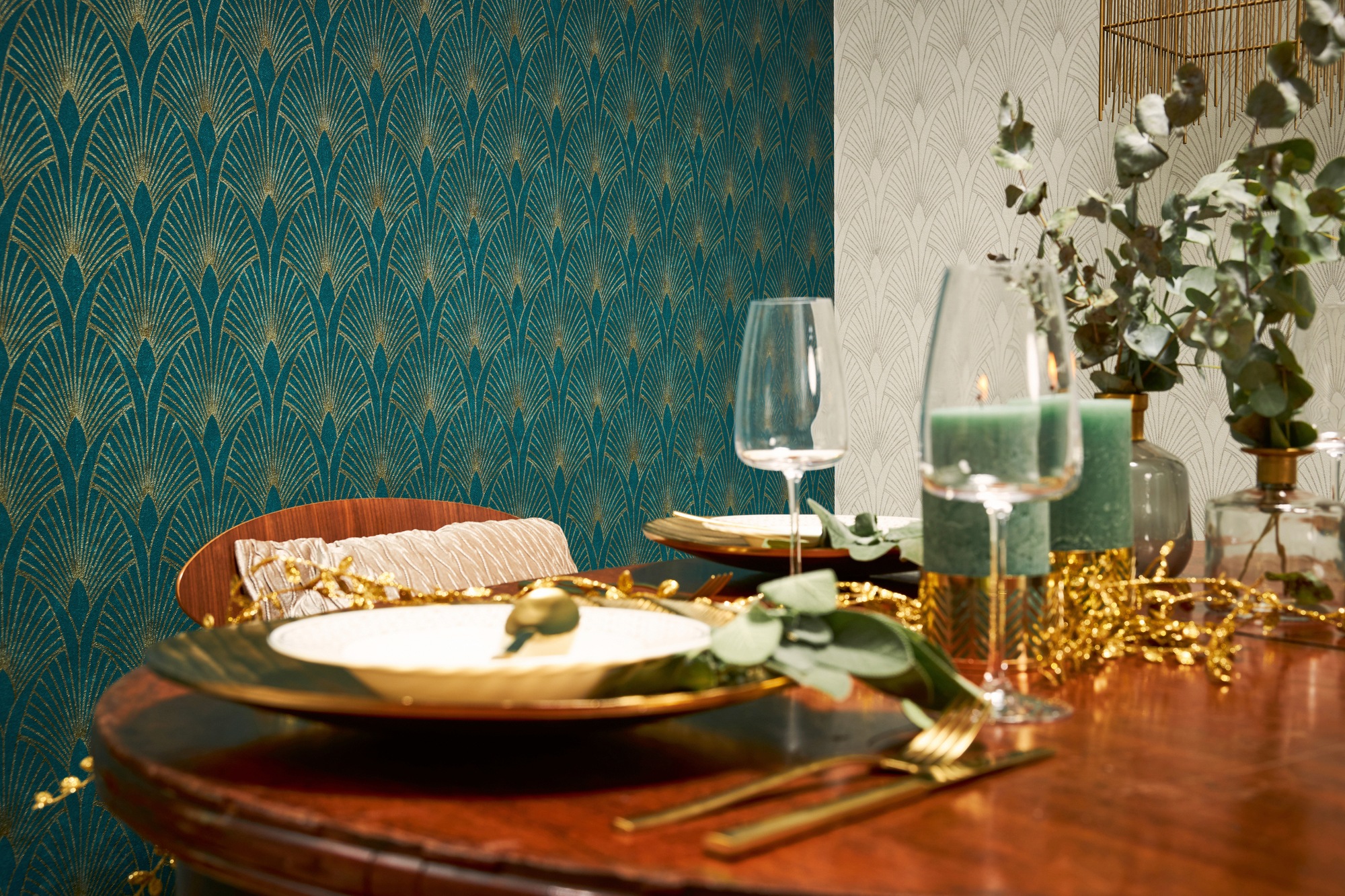living walls Vliestapete »New Walls 50's Glam Art Deco Optik«, Barock-ornamental-gemustert, Tapete Art Deco Tapeten Wohnzimmer Schlafzimmer Küche Flur Design Büro