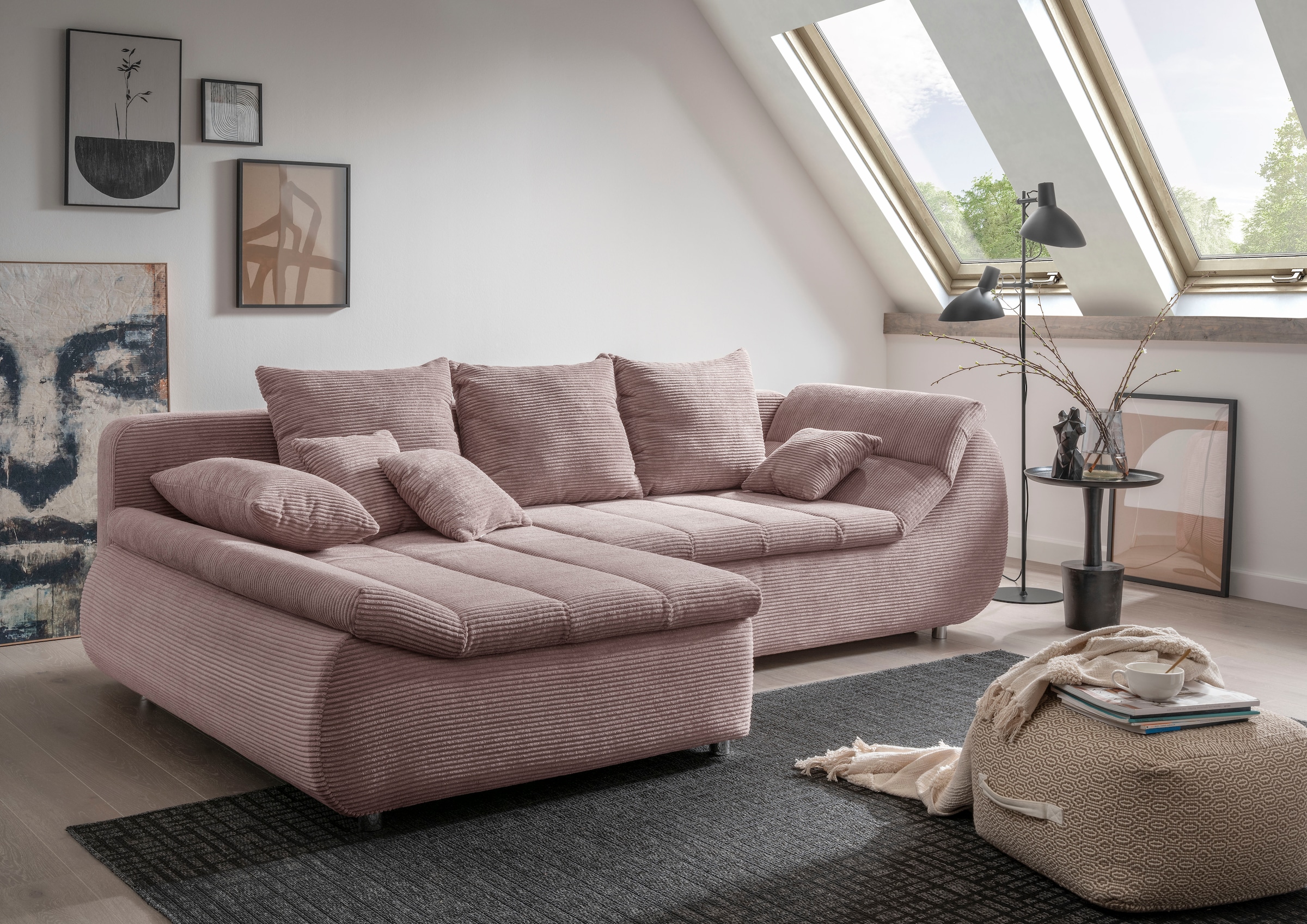 INOSIGN Ecksofa »Imola L-Form«, wahlweise mit Bettfunktion