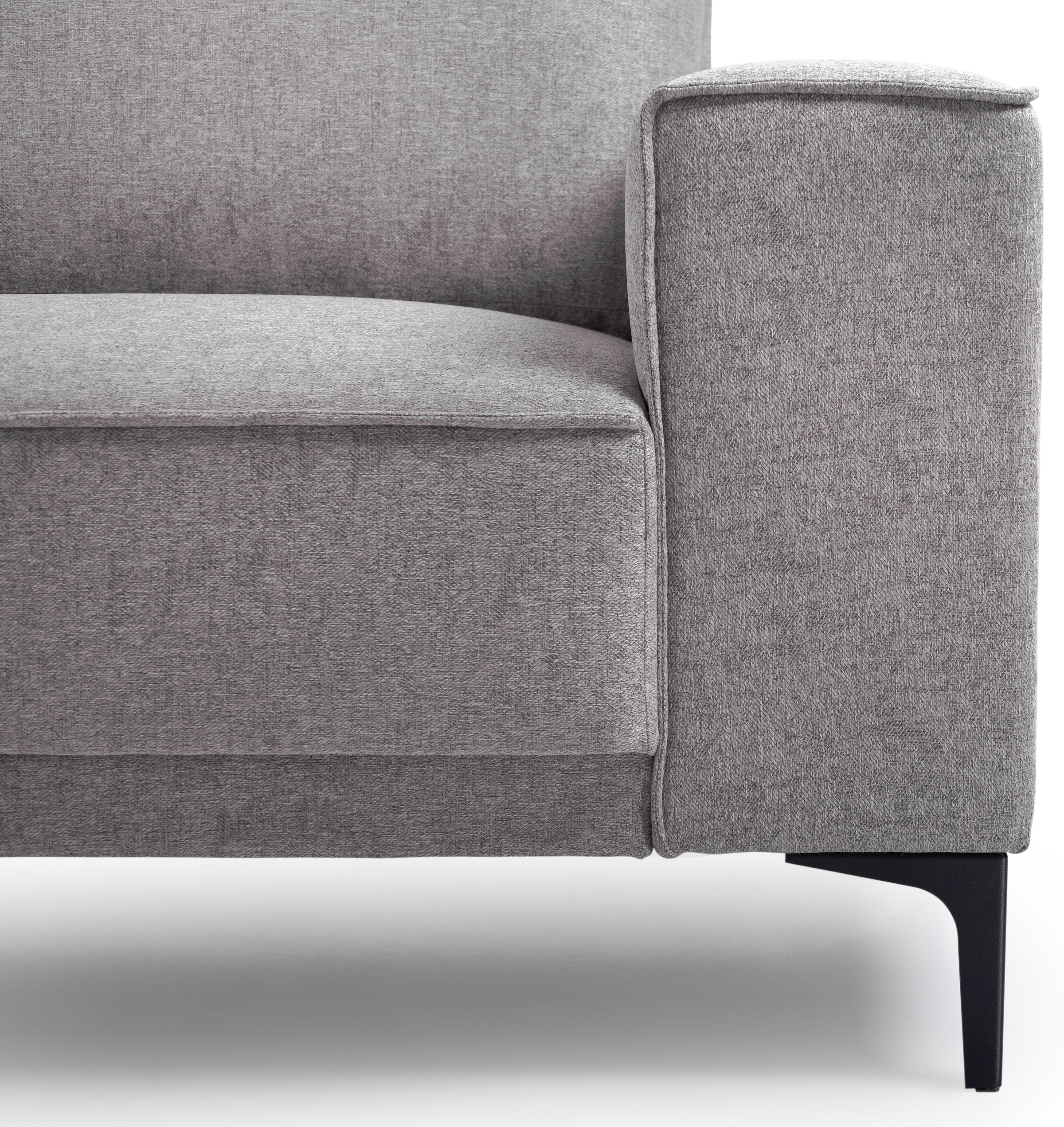 Places of Style 2-Sitzer »Kompaktsofa Oland, Struktur, Flachgewebe, Luxus-Microfaser, Boucle«, 164 cm, Wellenunterfederung, Skandi-Design, Metallfüße