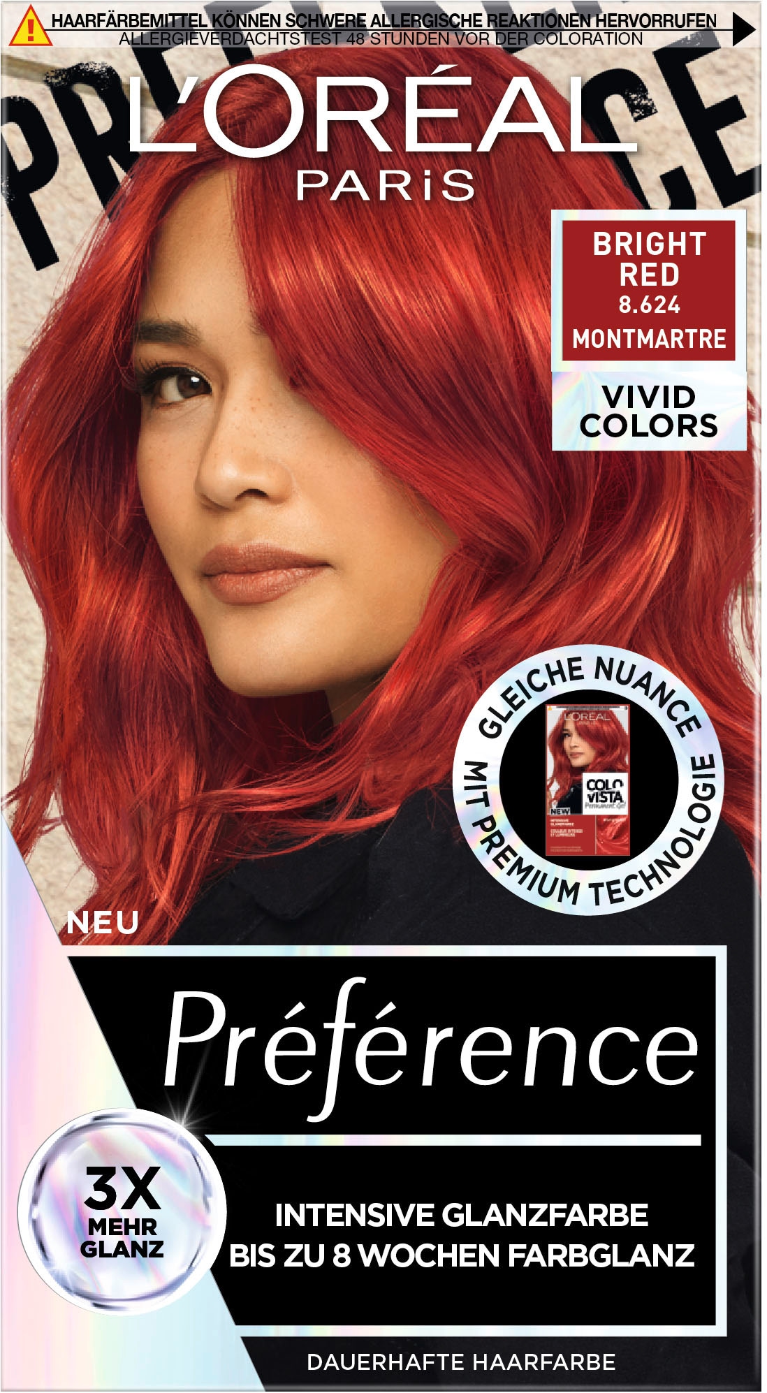 L'ORÉAL PARIS Coloration »Permanente Haarfarbe, Hellrot«, (Packung, 3 tlg.), mit pflegender Formel