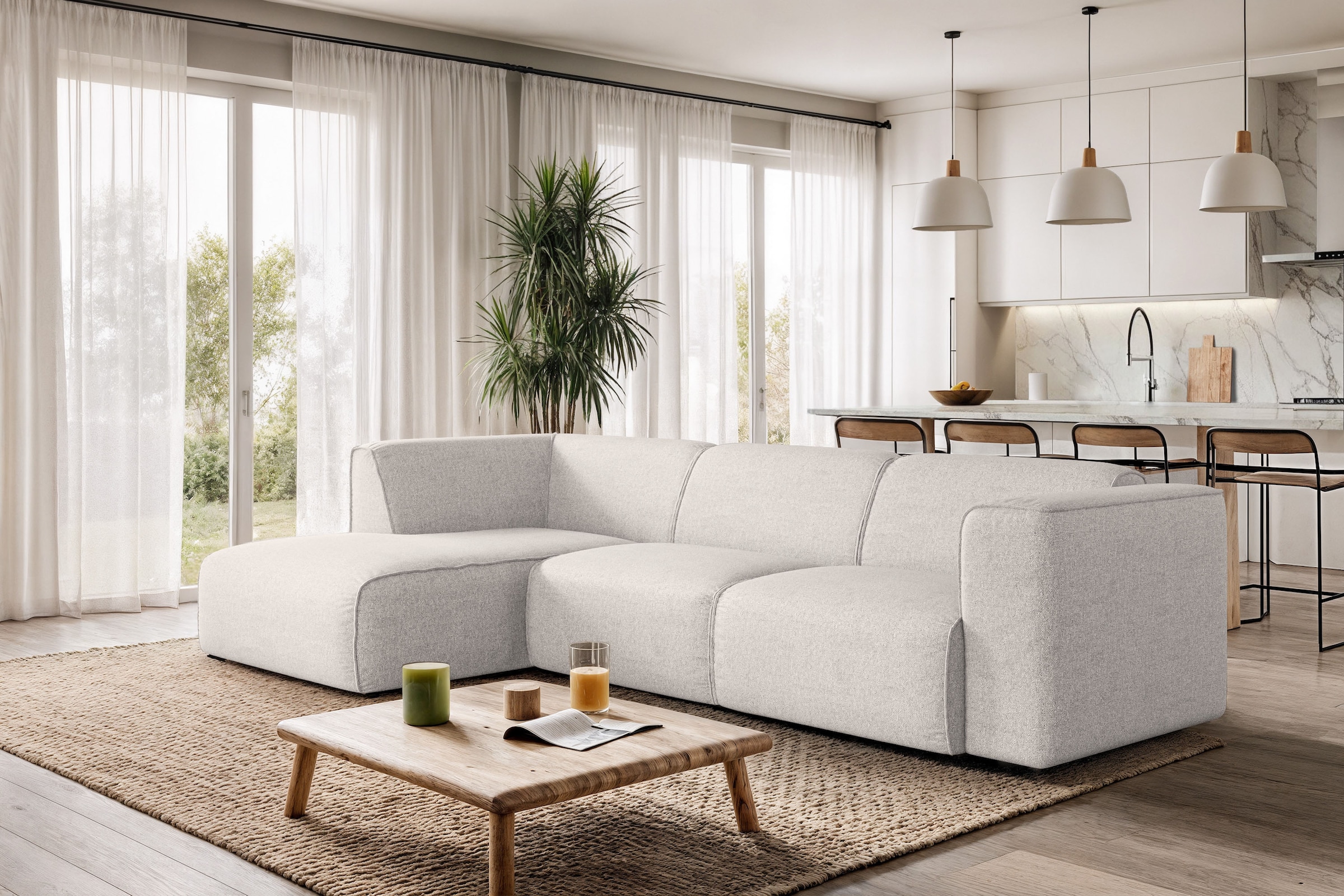 OTTO home Ecksofa »Merid L-Form, B: 295 cm - OTTO. Verlässliche Qualität.« jederzeit durch Module erweiterbar