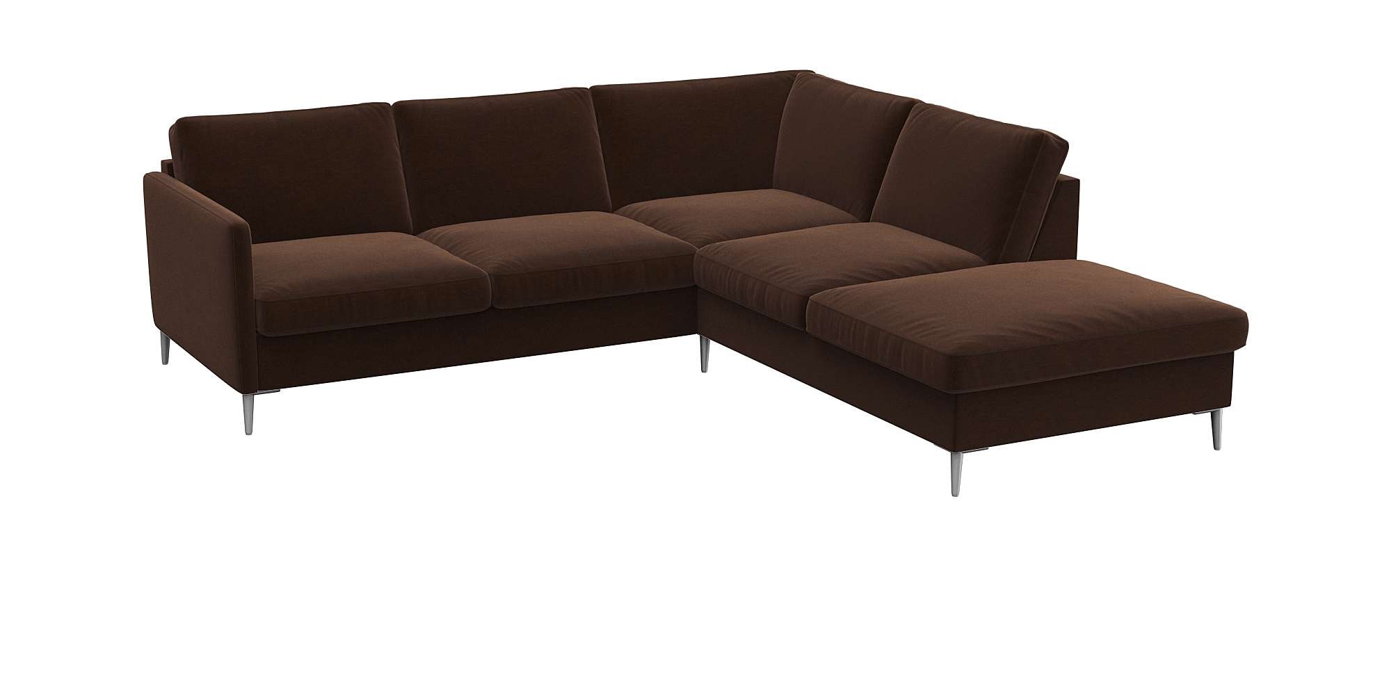 FLEXLUX Ecksofa »Fiore, L-Form«, schmale Armlehnen, Füße alufarben, B/T 234/225 cm, Kaltschaum im Sitz