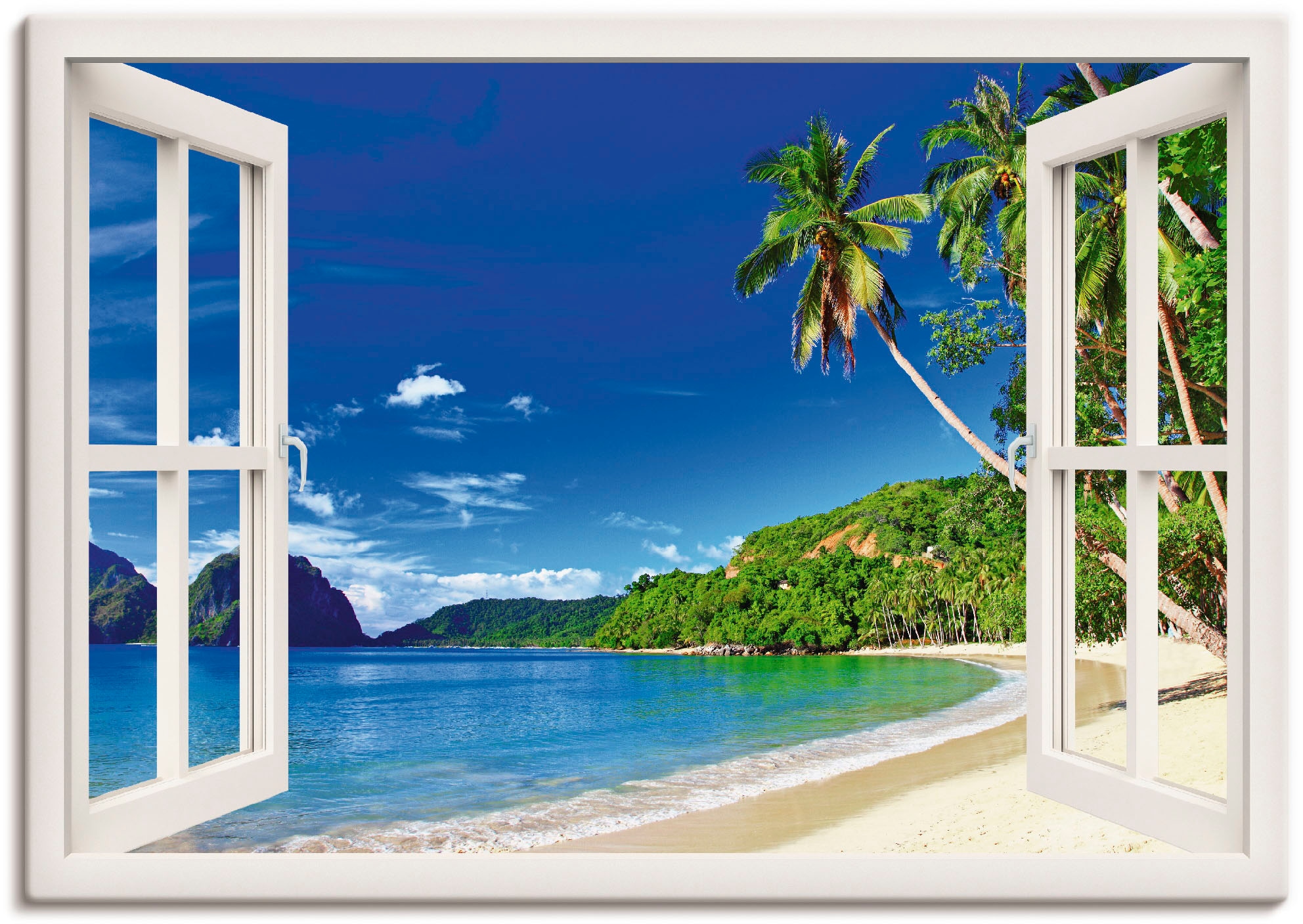 Artland Wandbild »Fensterblick Paradies« Fensterblick 1 Stk. tlg. als Alubi günstig online kaufen