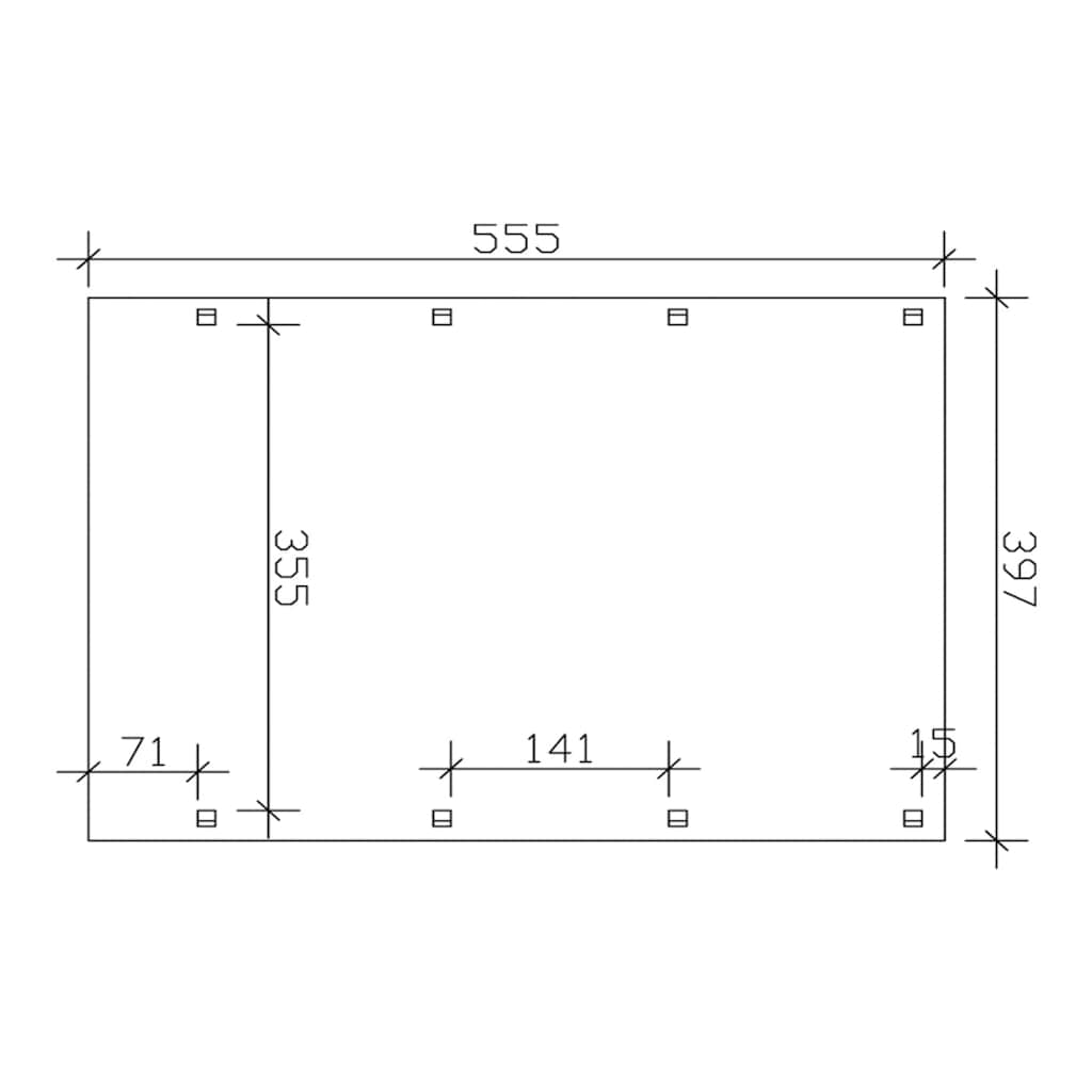 Skanholz Einzelcarport »Friesland«, Holz, 355 cm, grün