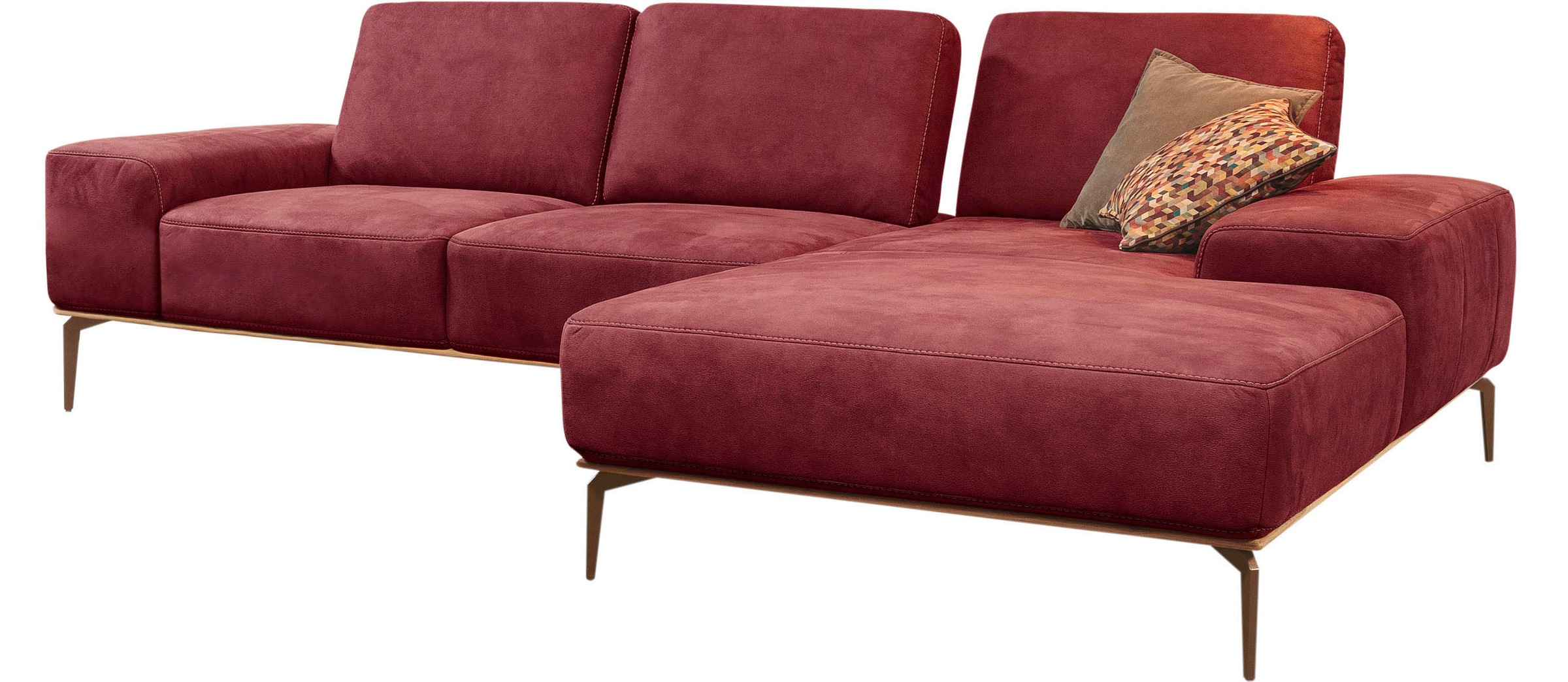 W.SCHILLIG Ecksofa »run, Designsofa mit tollem Sitzkomfort, L-Form«, mit Holzsockel, Füße in Bronze pulverbeschichtet, Breite 299 cm