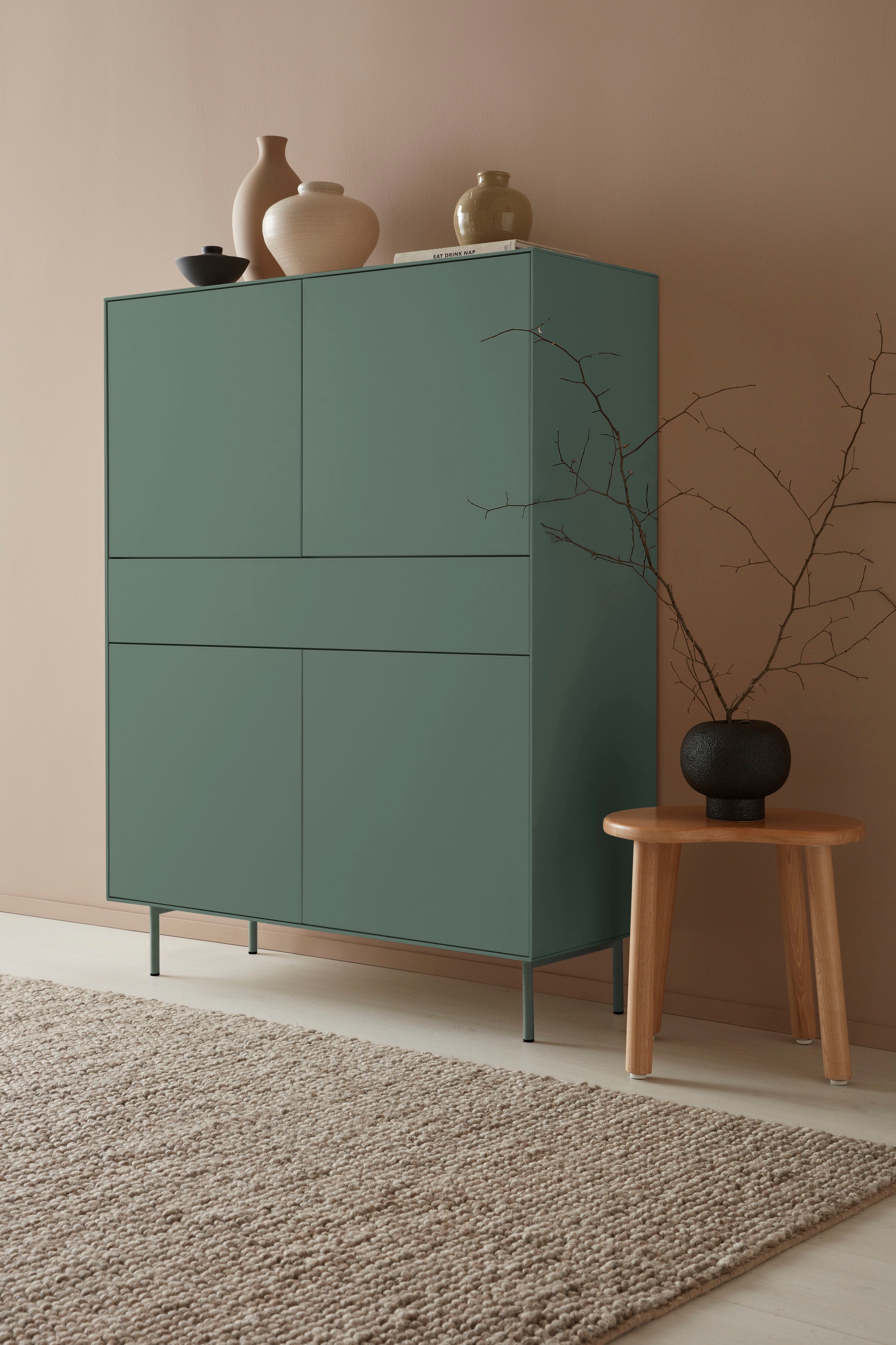 LeGer Home by Lena Gercke Highboard »Essentials«, Höhe: 144cm, MDF lackiert, Push-to-open-Funktion