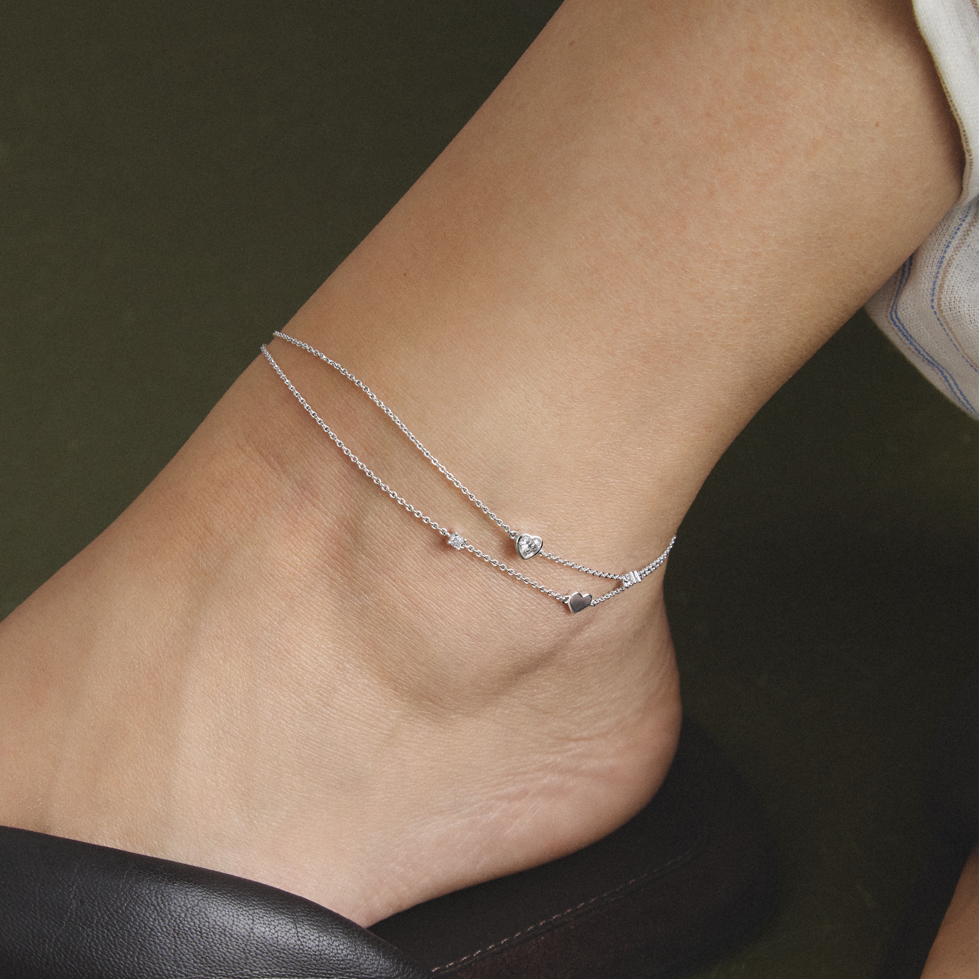 THOMAS SABO Fußkette »Fußkettchen mit Herzen« mit Zirkonia (synth.)