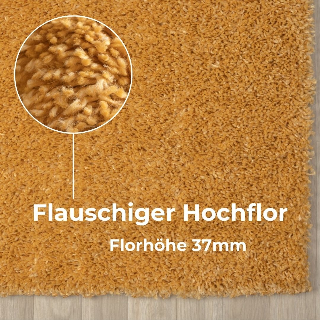 my home Hochflor-Teppich »Banji«, rechteckig, 37 mm Höhe, Uni Farben, weich und flauschig, auch als Läufer & in rund erhältlich