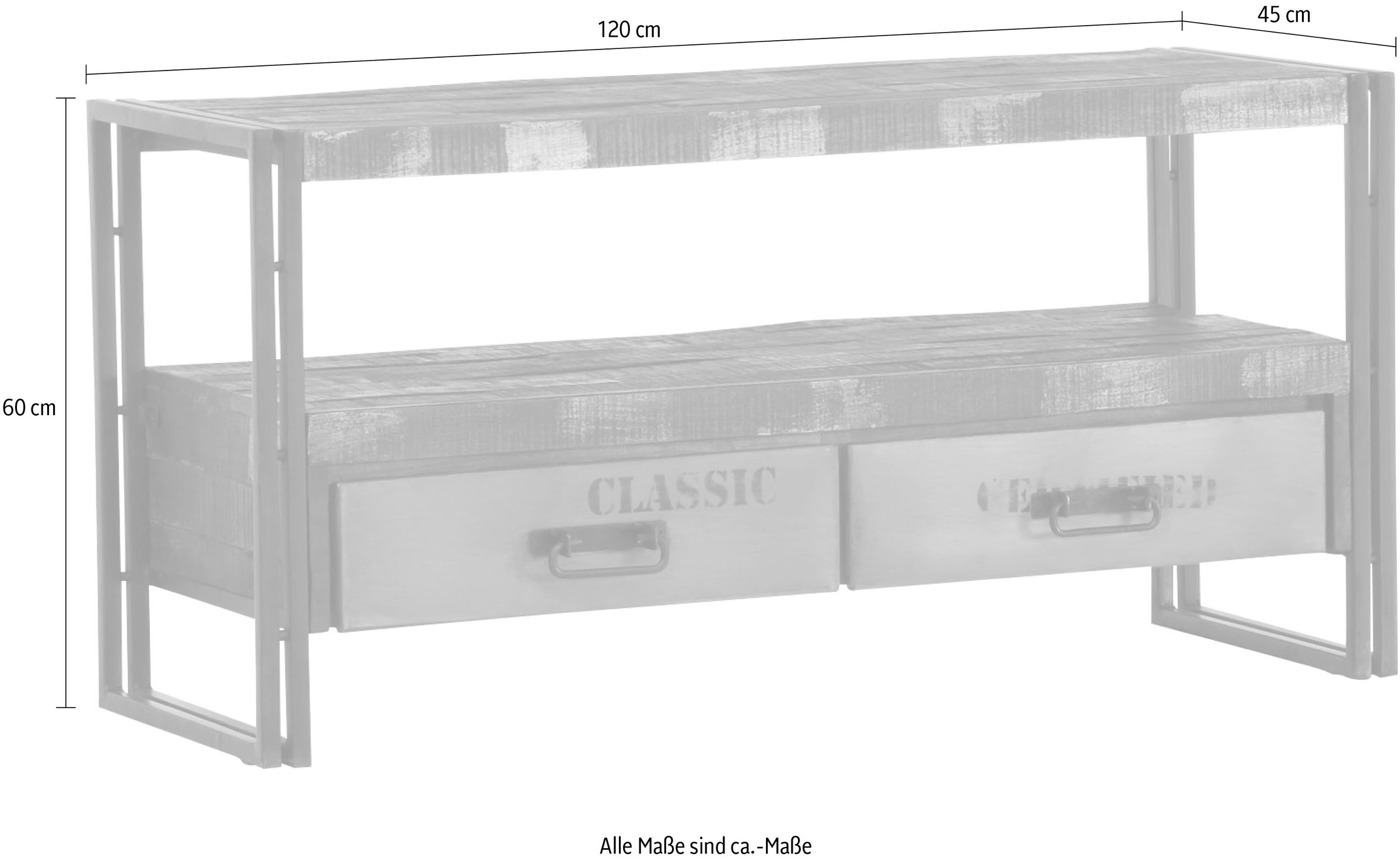 Gutmann Factory Lowboard »Titan«, Kommode in modernem Industrial Design, Breite 120 cm