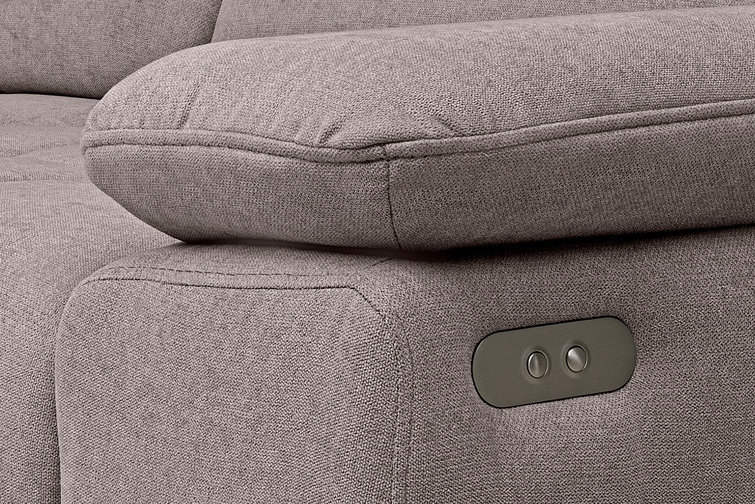 WERK2 Ecksofa »Focus-S, inkl. elektr. Sitzvorzug, manuelle Kopfteilverstellung« elektr. Sitztiefenverstellung, flexible Kopfstützen, 12cm Füße, L-Form