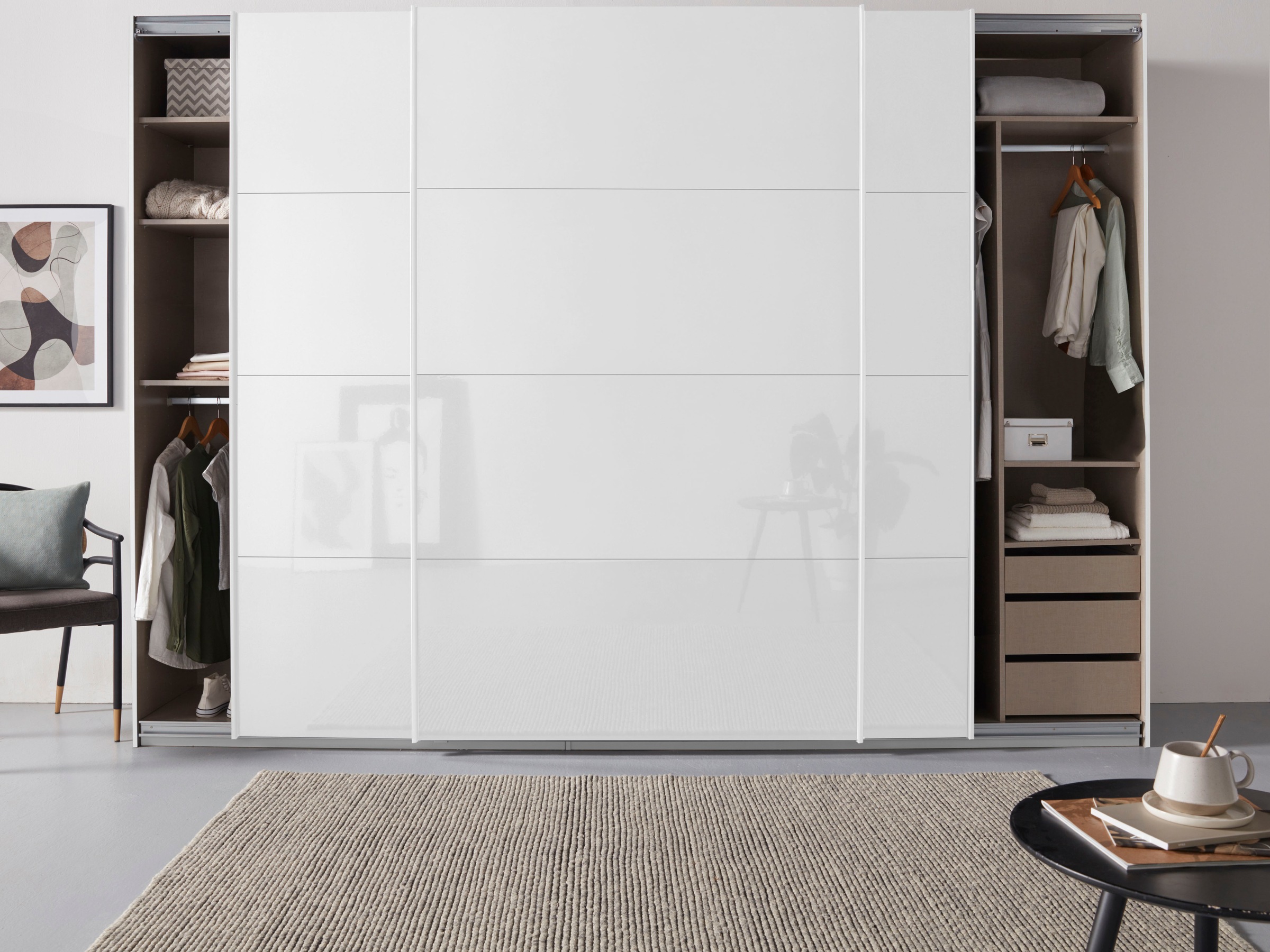 rauch Schwebetürenschrank »Kleiderschrank Schrank Garderobe TOPSELLER OTELI inkl. Inneneinteilung«, mit 3 Innenschubladen sowie zusätzlichen Einlegeböden MADE IN GERMANY