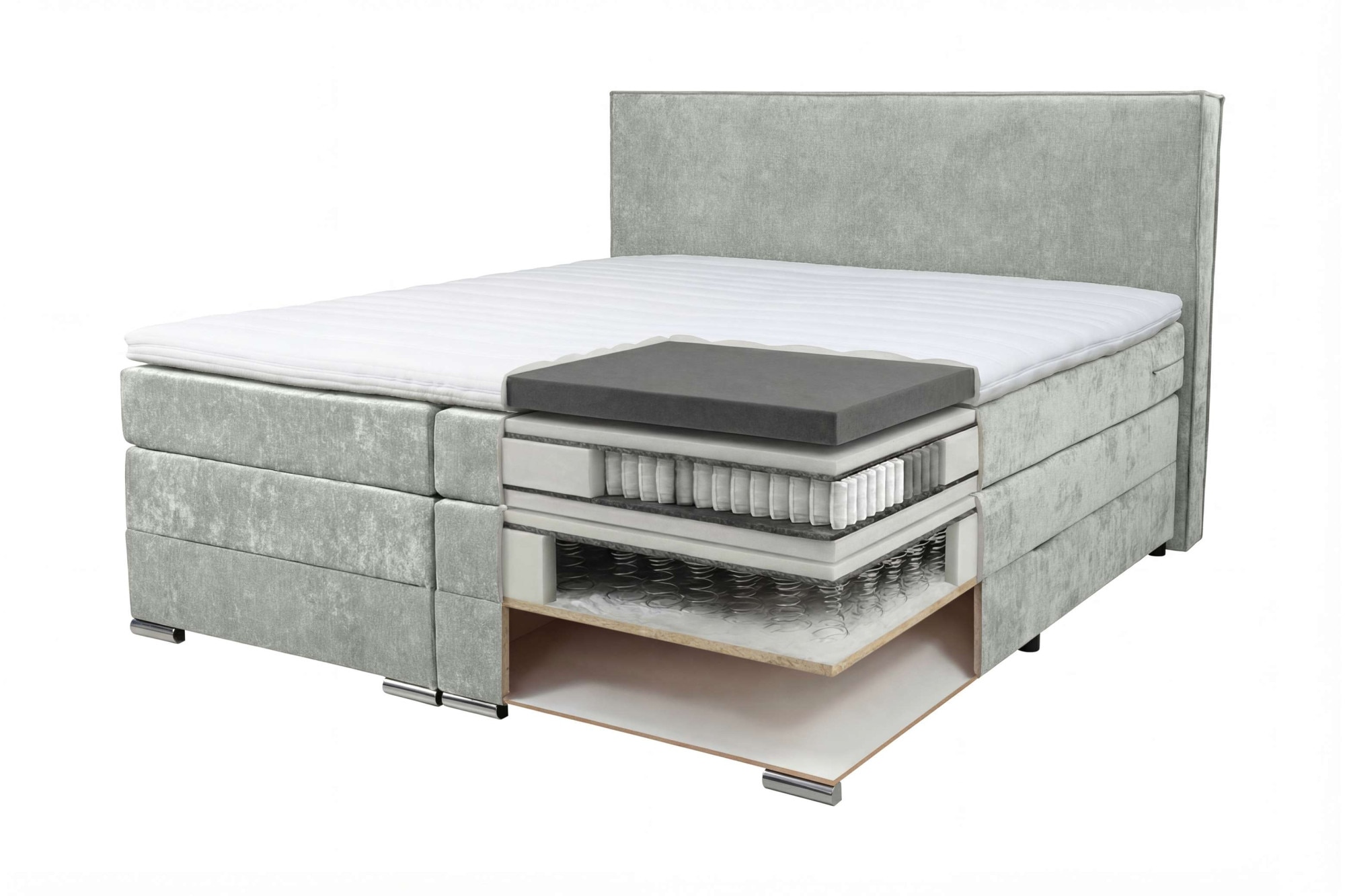 Home affaire Boxspringbett »Romeo, Doppel- & Polsterbett, Federkernbett, Komfortbett, 160, 180 cm« inkl. 6 cm Topper, zwei Bettkästen, Taschen-Federkernmatratze in H4