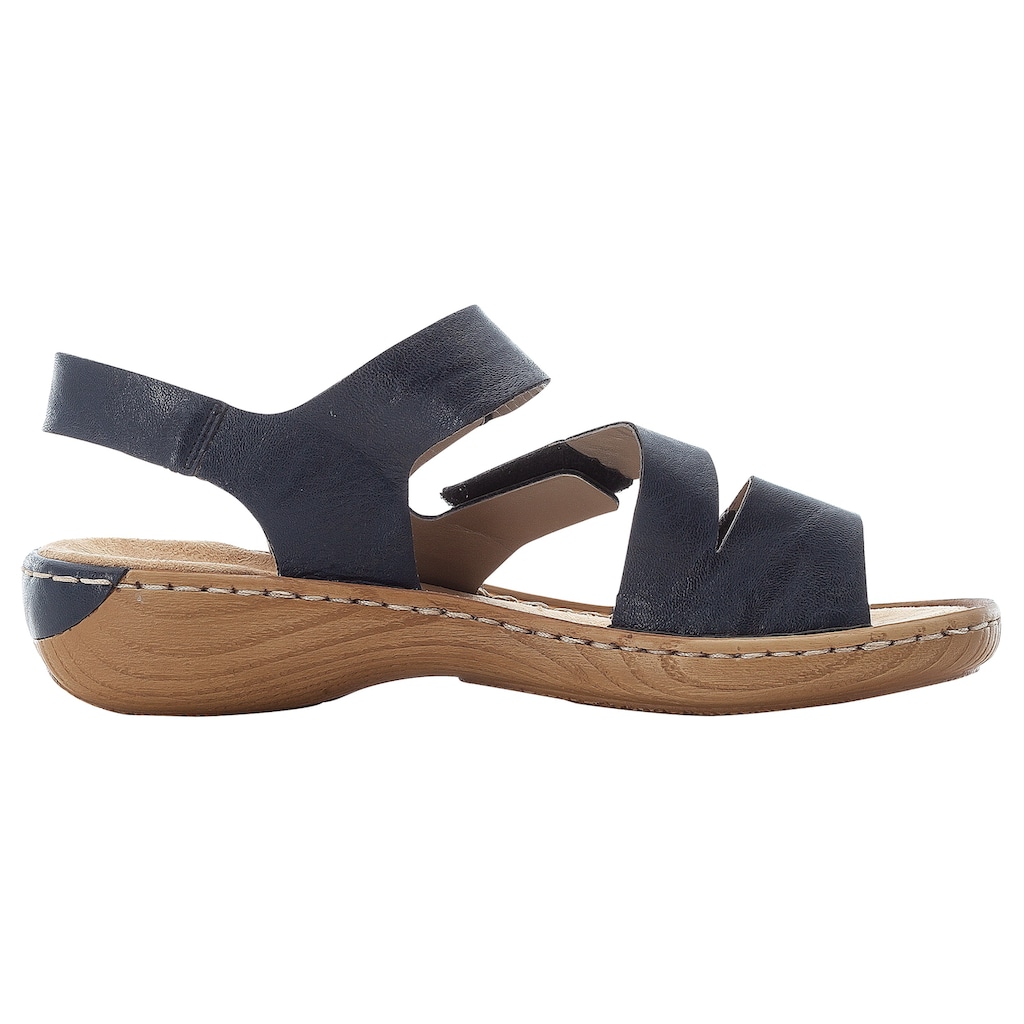 Rieker Riemchensandale, Sommerschuh, Sandalette, Keilabsatz, mit drei Klettverschlüsse