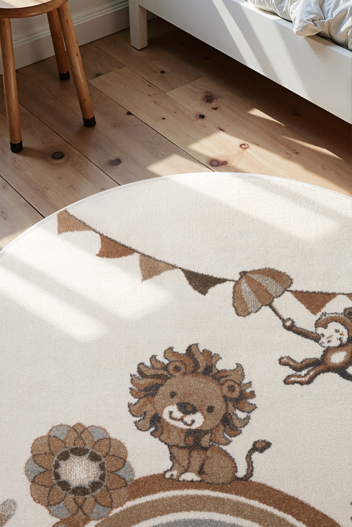 Villeroy & Boch Kinderteppich »Roar like a Lion« rund 9 mm Höhe Spielteppich weich, Kinderzimmer, Boho Kids Spielunterlage, Tieremotiv