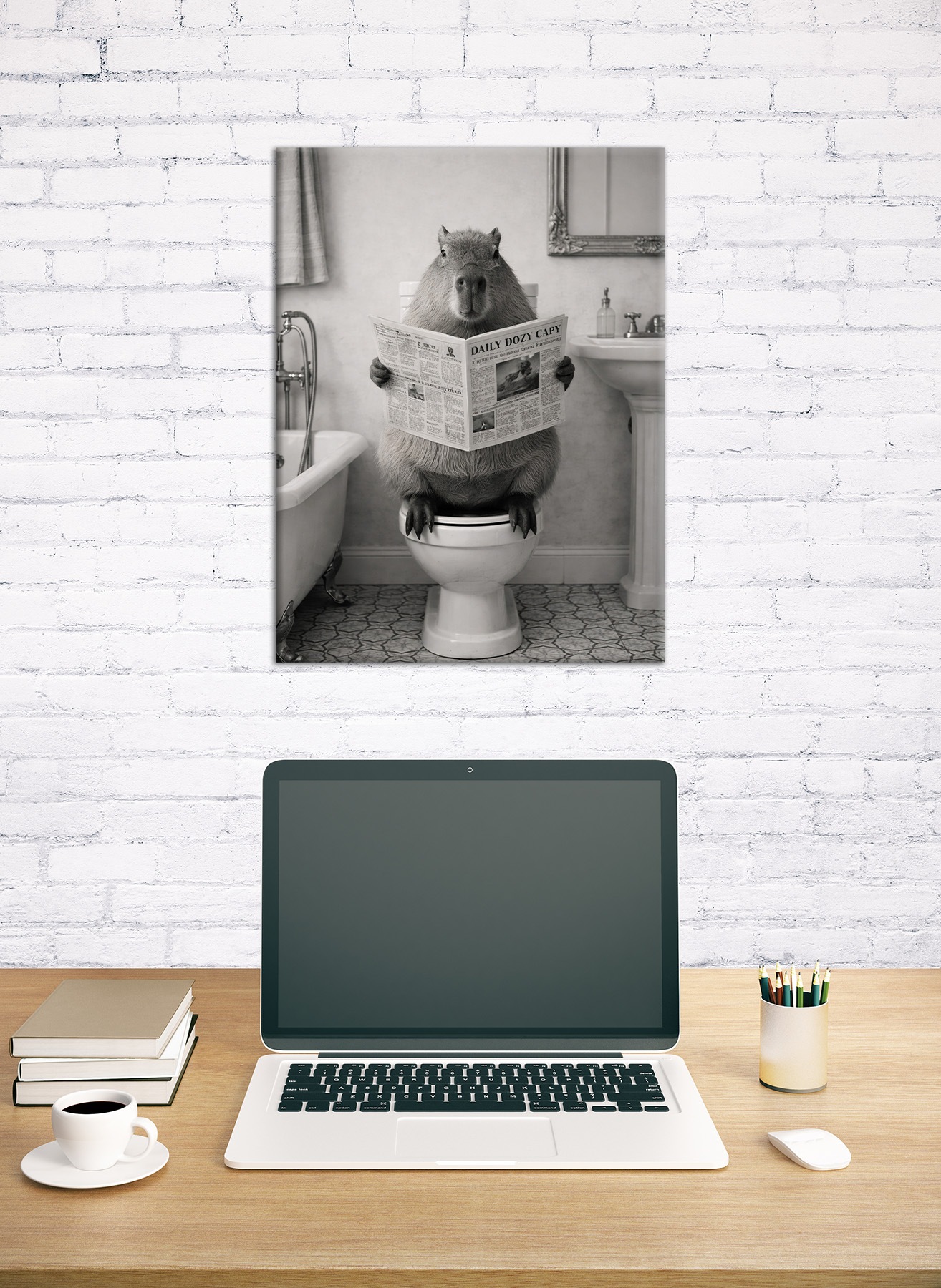 Bönninghoff Bild »COPYBARA AUF WC 46x61 cm – Leinwandbild Keilrahmen Deko modern«