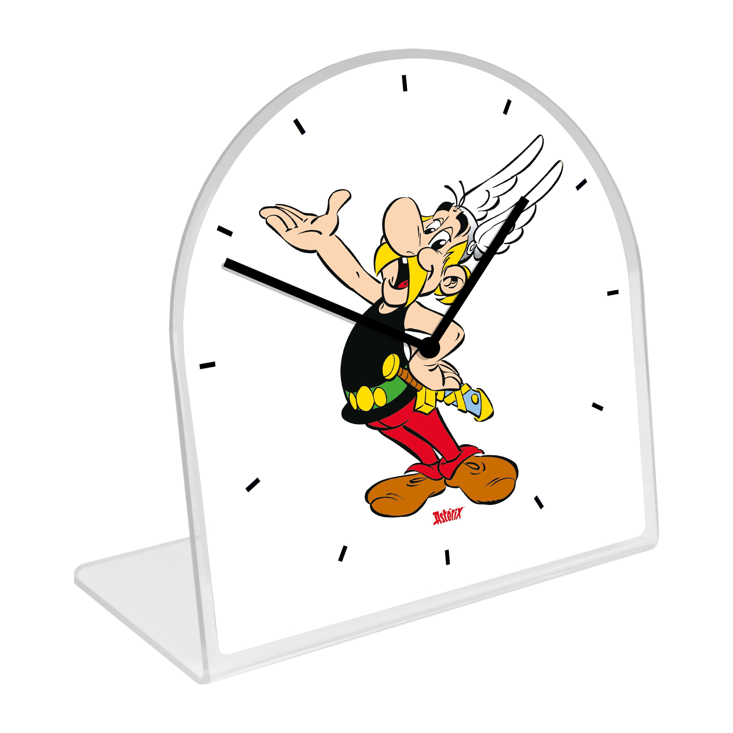 LuckyLinde Tischuhr »Asterix« Tischuhr aus Acrylglas, Uhr, bedruckt, geräuschlos, modern