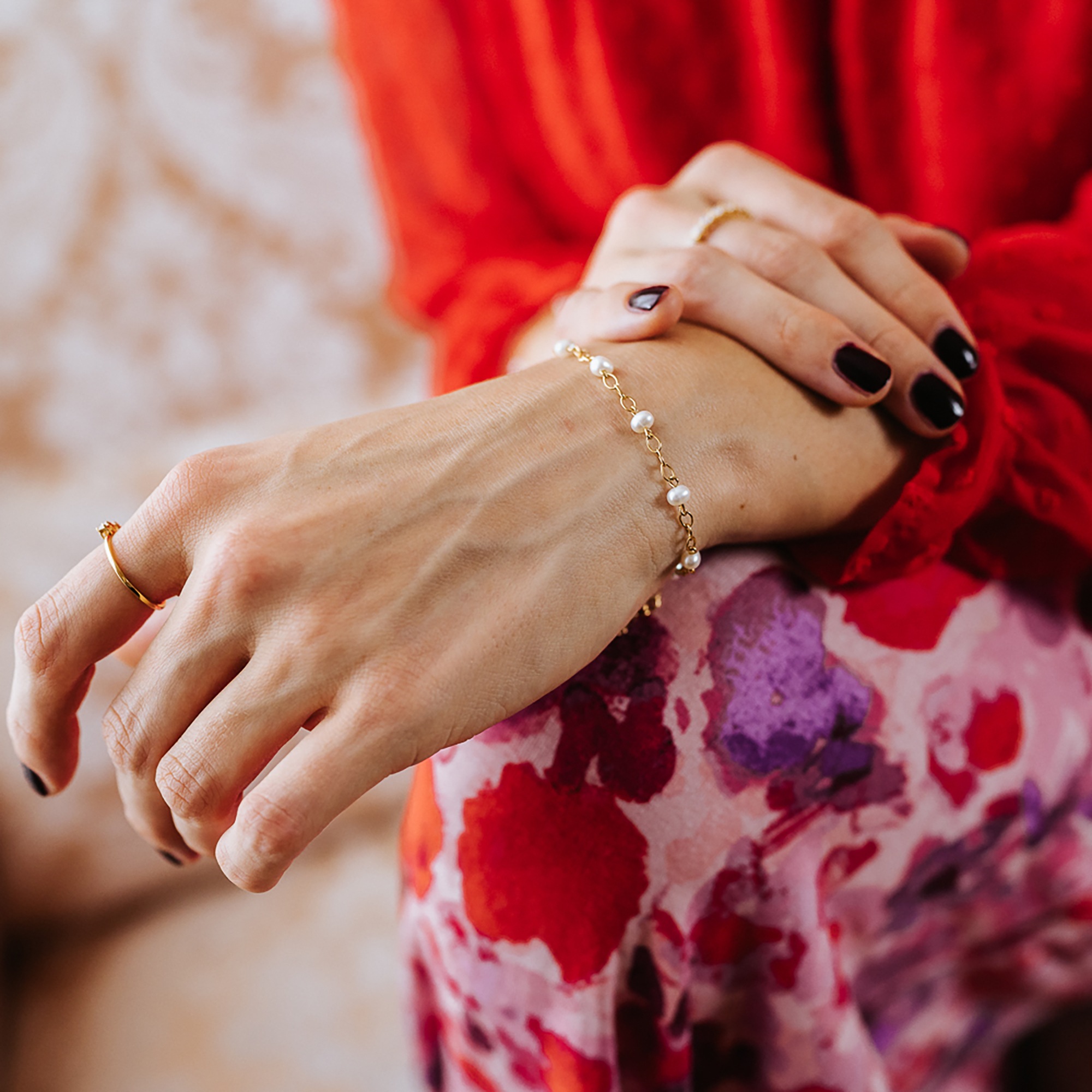 Julie Julsen Armband »925/- Sterling Silber vergoldet 8 Perlen 19cm lang«