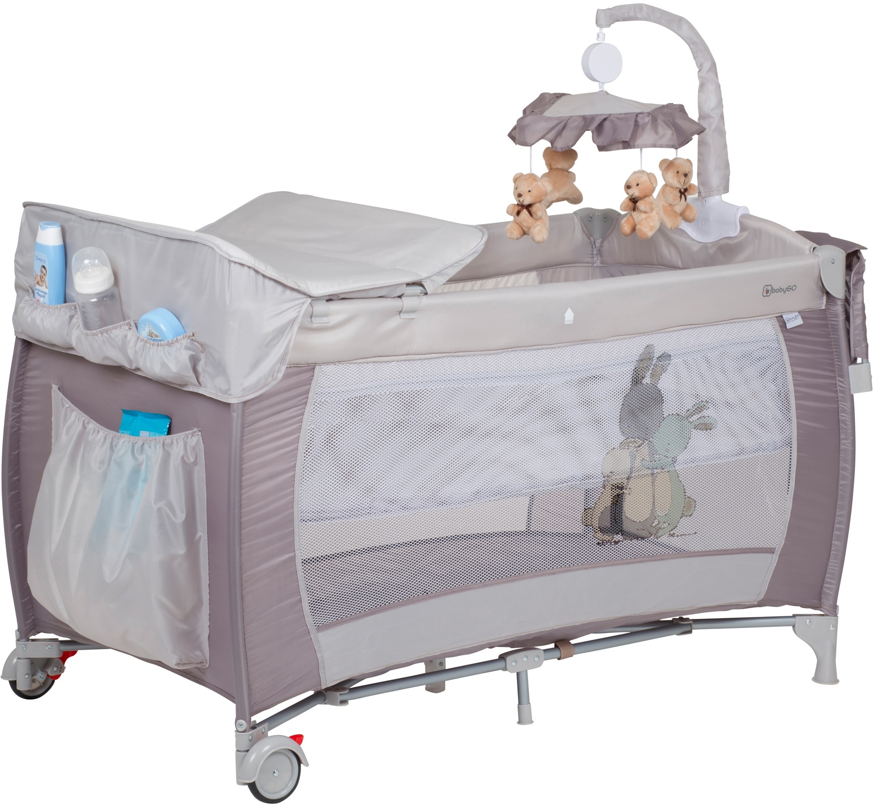 BabyGo Baby-Reisebett »Sleeper Deluxe, beige«, mit Musik-Mobile