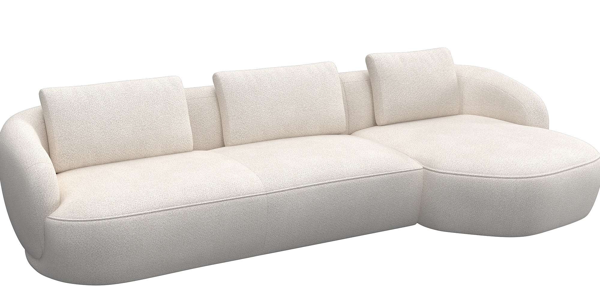 FLEXLUX Wohnlandschaft »Torino, rund, L-Form, Sofa-Ecke mit Recamiere, Longchair-Sofa«, Modernes, organisches Sofa-Design, Kaltschaum, Wellenunterfederung