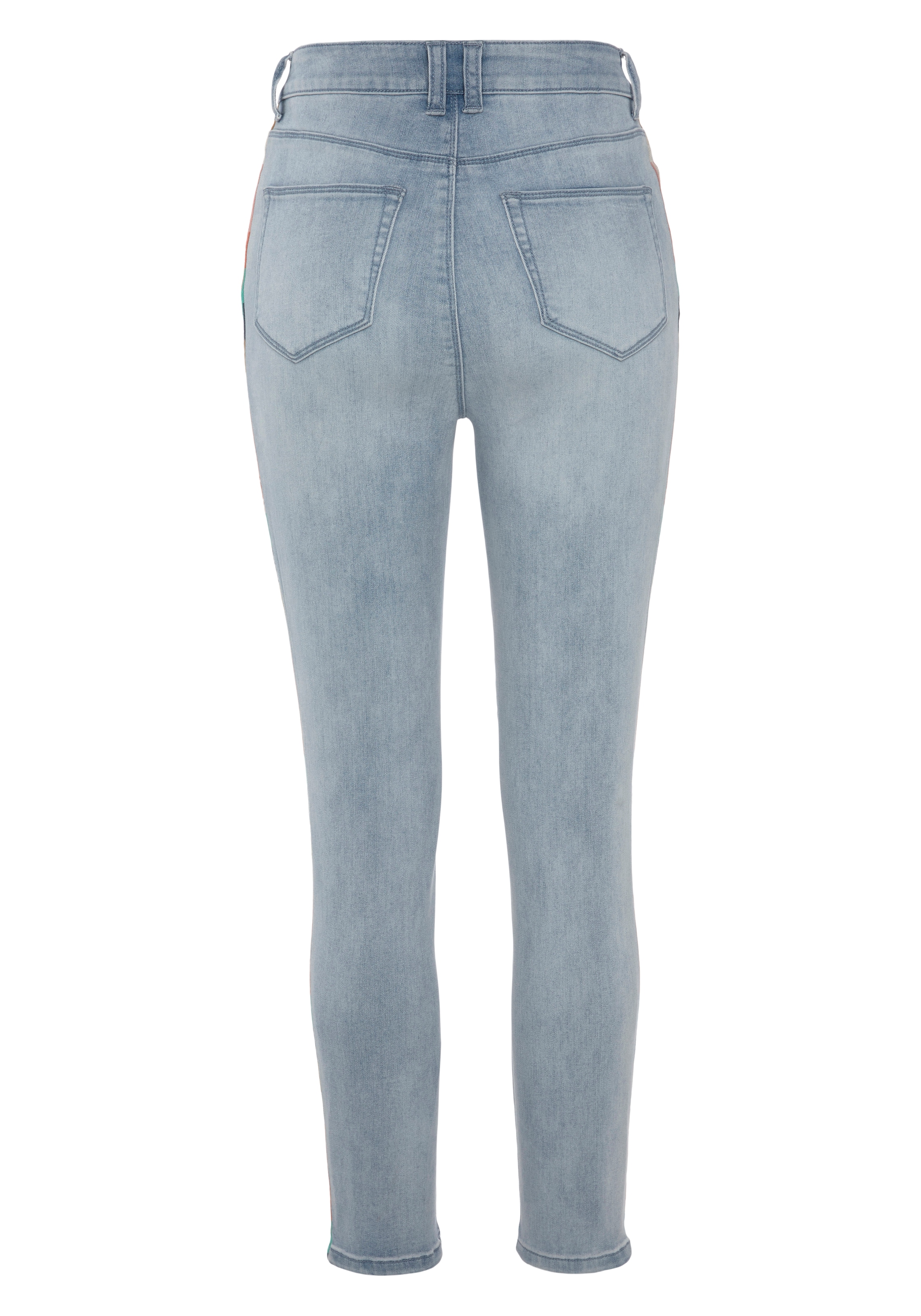 LASCANA High-waist-Jeans, mit seitlicher Stickerei, elastische Skinny-Jeans