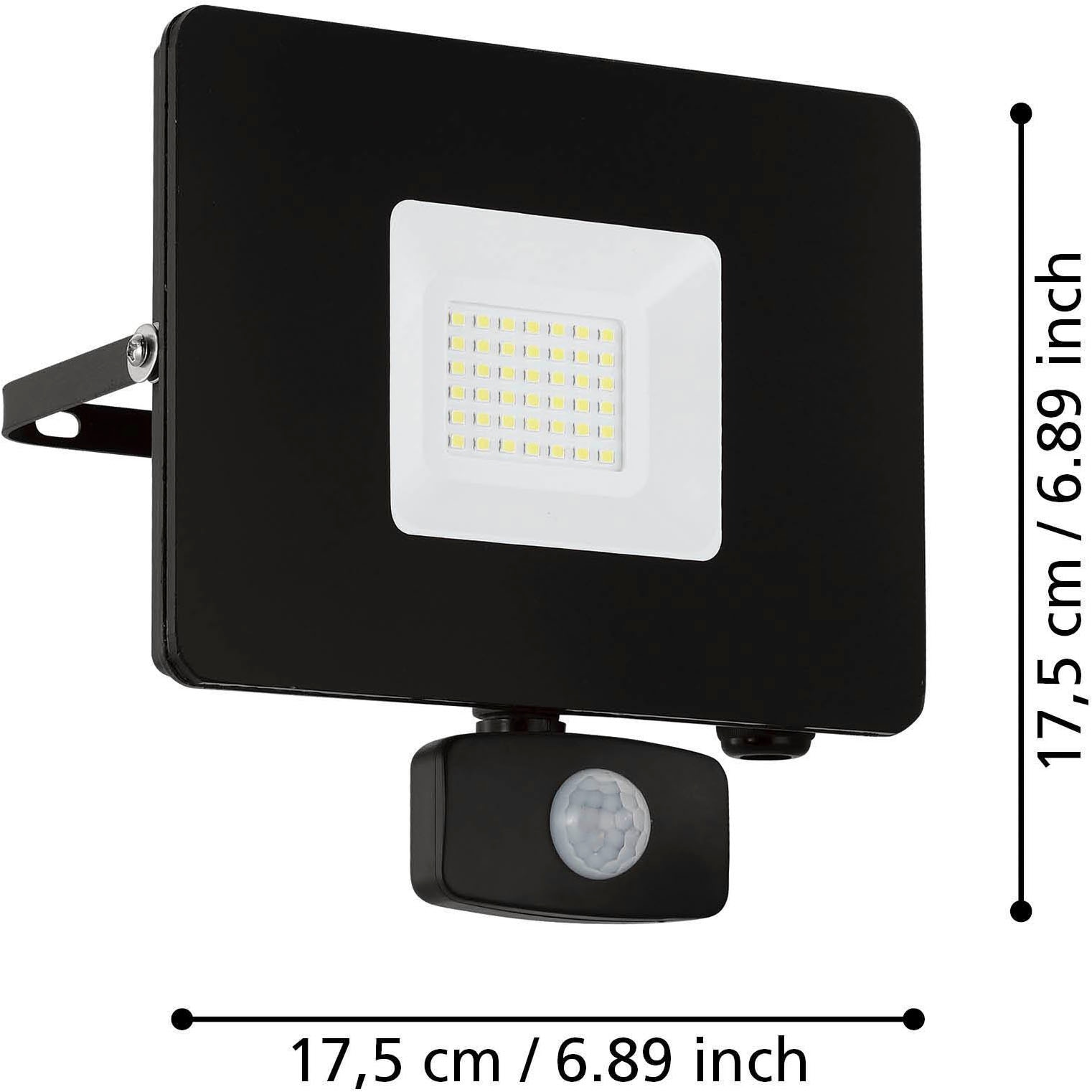 EGLO Wandleuchte »Faedo 3, Außen-Strahler, Außenleuchte, Wandstrahler, IP44, Lampe« LED-Modul 1 Stk. Kaltweiß Wand-/Deckenleuchte - L17,5 x H19 x AL5 cm - schwarz - 31W inkl.