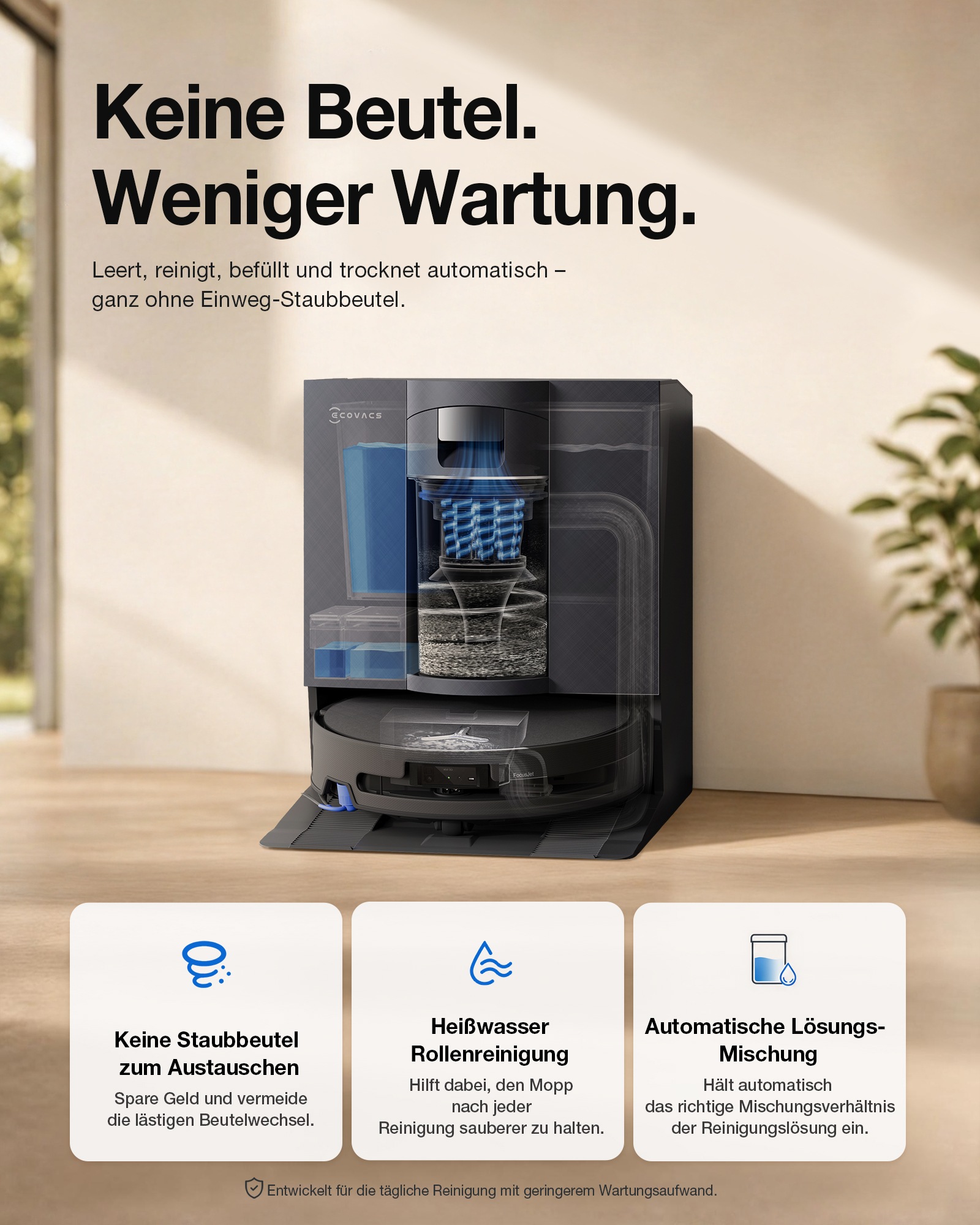 ECOVACS Nass-Trocken-Saugroboter »DEEBOT X11S OmniCyclone Care Kit, All-in-One Station (beutellos)« 30.000 Pa + 16 L/s (Luftstrom), 27cm Wischrolle, Care Kit