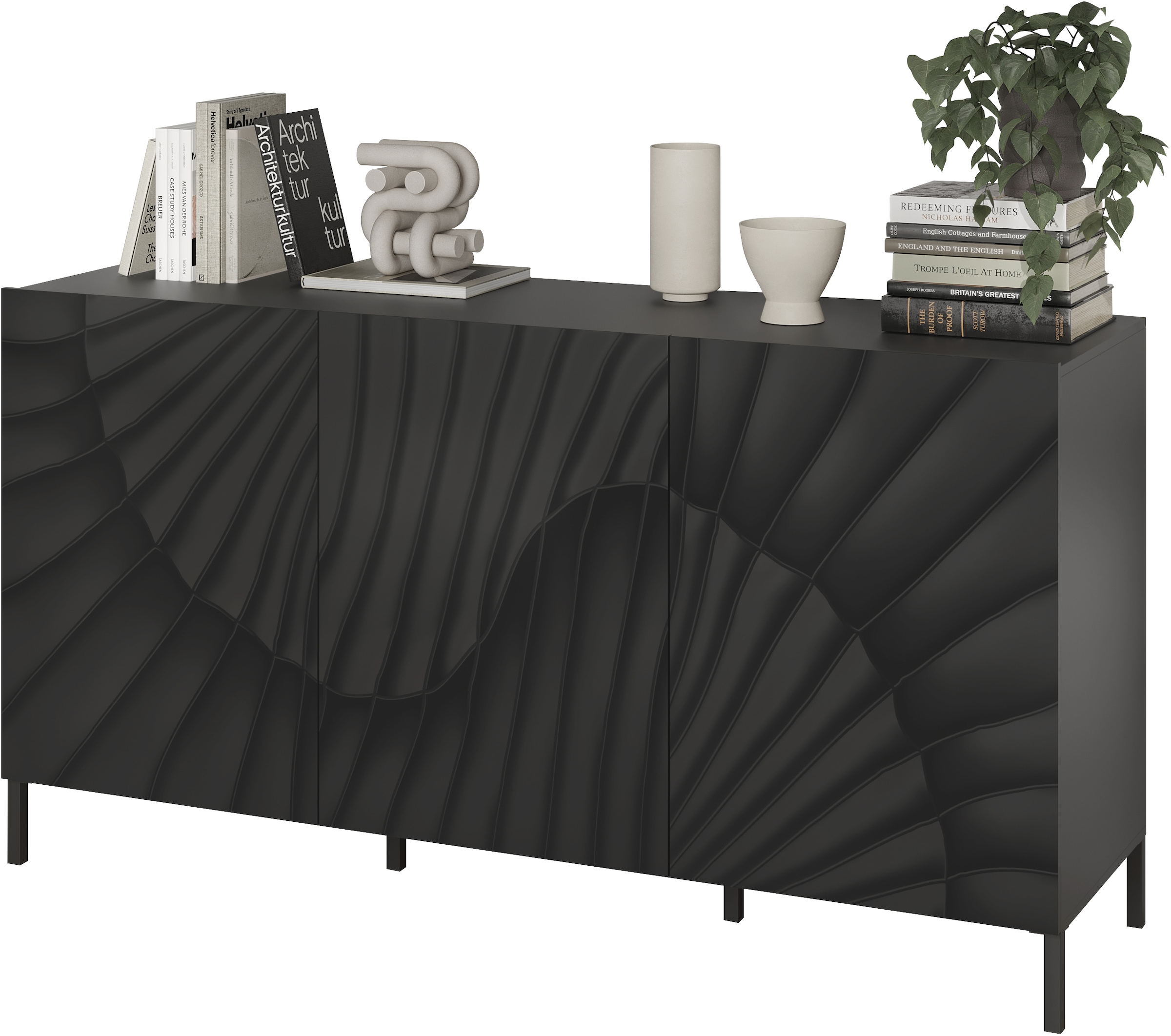 INOSIGN Sideboard »Snake Breite 181 cm, moderne Kommode mit 3 Türen«, Anrichte mit viel Stauraum, Front mit besonderem Siebdruck