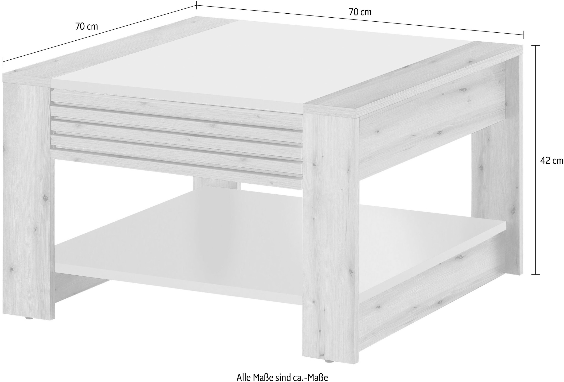 Stolkom Couchtisch »Feli Couchtisch B/H/T 70x42x70 cm« 1 Stk. tlg. MDF, fest verleimten Stäbchen