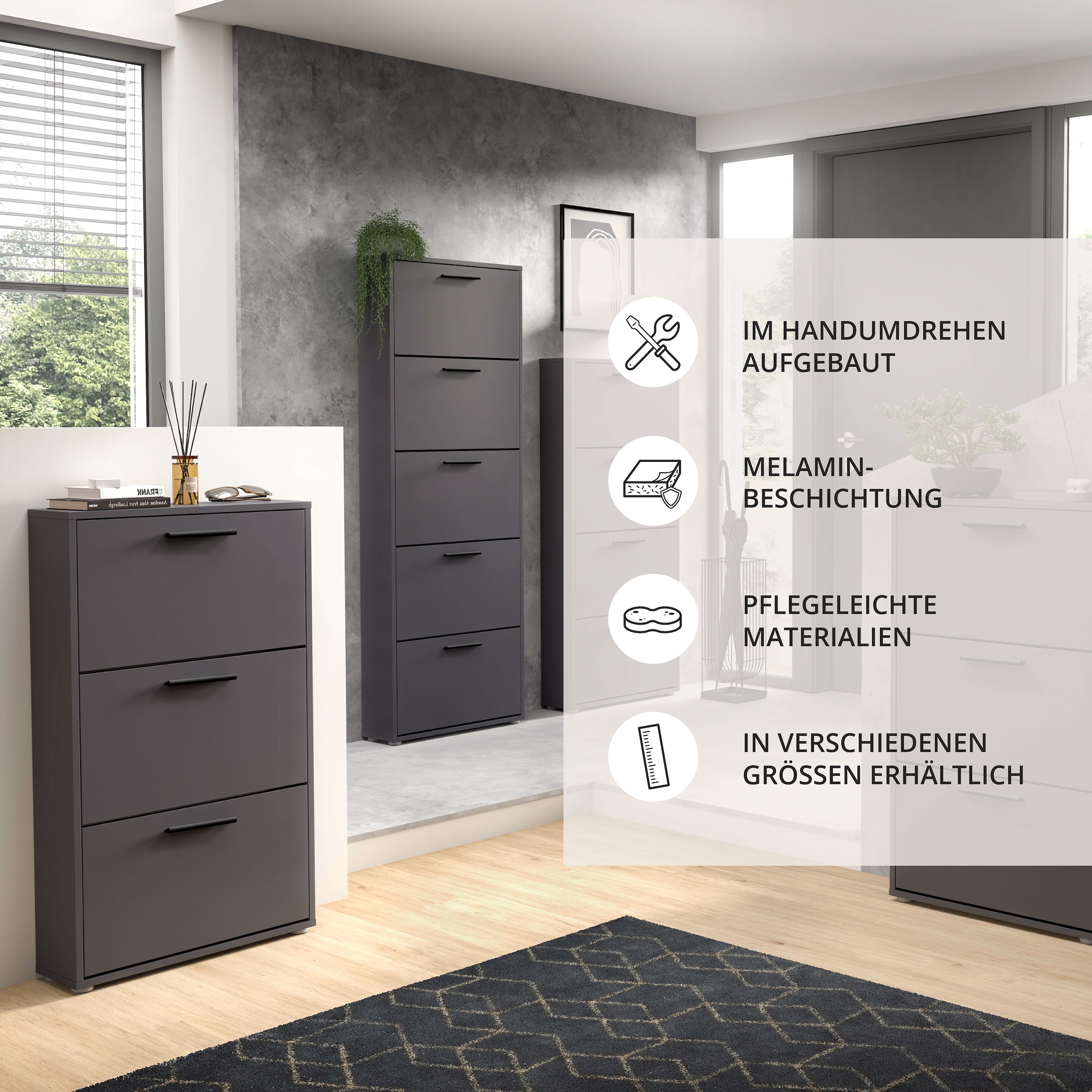 HBZ Schuhkommode »Sam Schuhkipper, Schuhschrank BxHxT 59x169x17 cm« 1 Stk. tlg. mit 5 Klappen