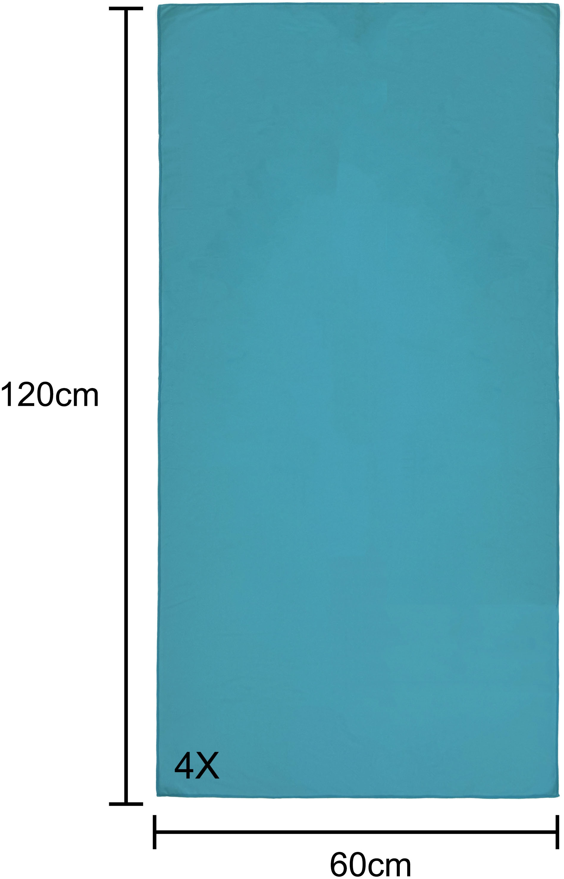 my home Reisehandtuch »Xavi, 4 x 60x120cm, ideal als Sporthandtuch, Reisehandtuch«, (4 St.), als Serie und Set, sehr leicht, kompakt, schnelltrocknend, Mikrofaser
