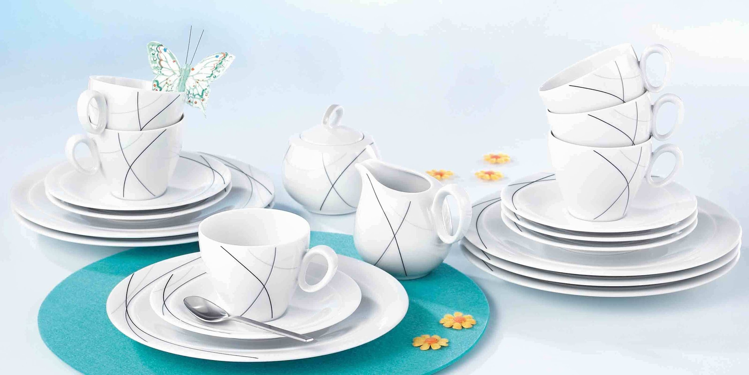 Seltmann Weiden Tasse »Kaffeetassen mit Untertassen Trio Highline 230 ml 6er Set weiß-grau«