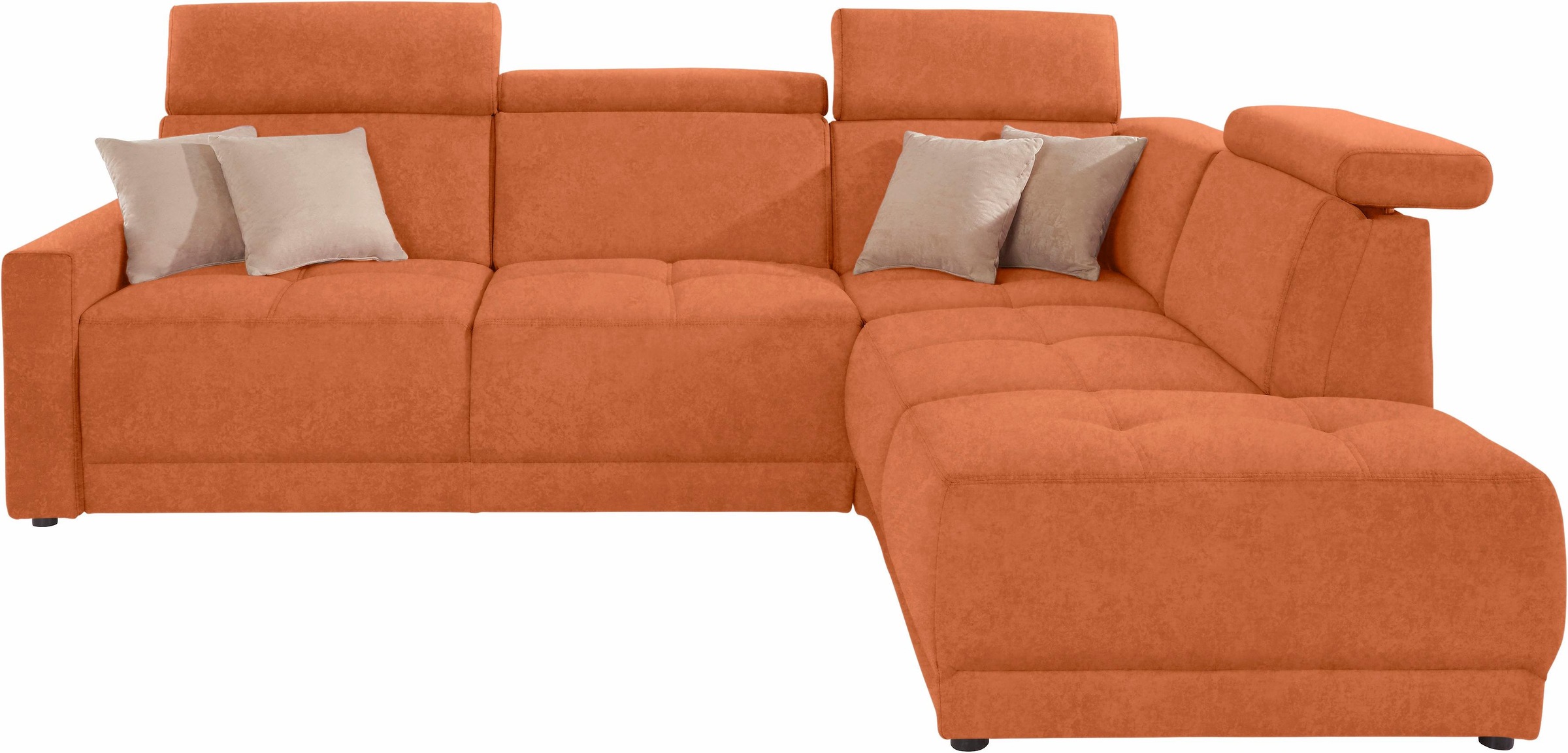 DOMO collection Ecksofa »Ava, moderne Sitzheftung mit toller Doppelnaht, komfortabel, L-Form«, mit Ottomane, inkl. Federkern, wahlweise mit Kopfteilverstellungen