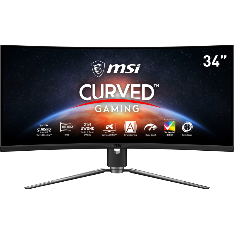 MSI Curved-Gaming-LED-Monitor »MPG Artymis 343CQR« 86 cm/34 3440 x 1440 px UWQHD 1 Reaktionszeit 165 Hz höhenverstellbar, 3 Jahre...